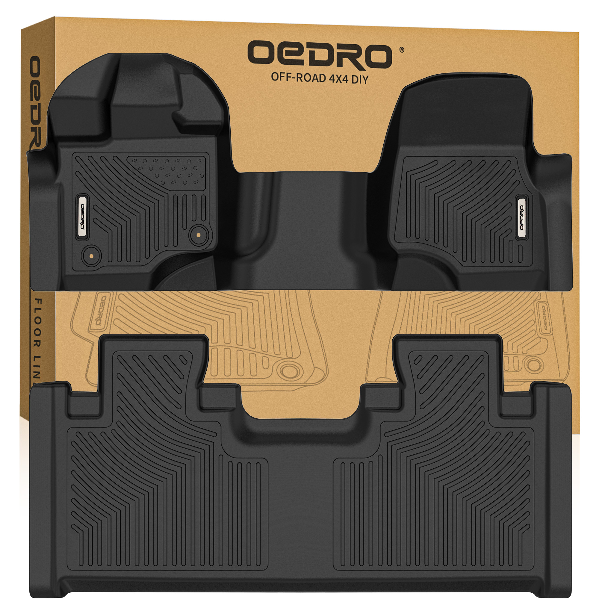 OEDRO Floor Mats Liner for 2015-2026 Ford F150 SuperCab/ Extended Cab, 1st Row Bench Seat, Black TPE All-Weather Guard