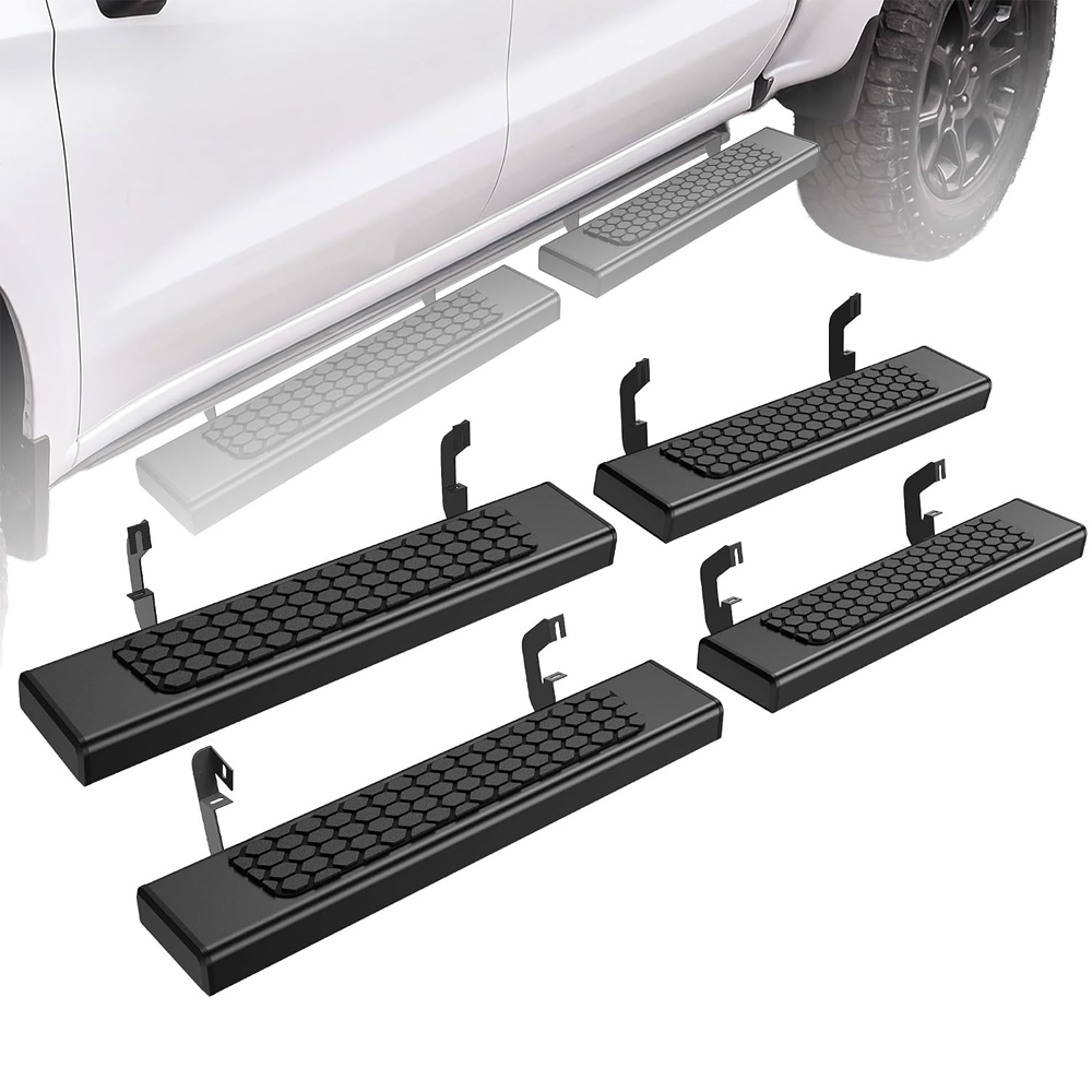 YITAMOTOR Split Drop Running Boards for 2007-2018 Chevy Silverado/GMC Sierra 1500 & 2007-2019 2500HD/3500HD Crew Cab, Black