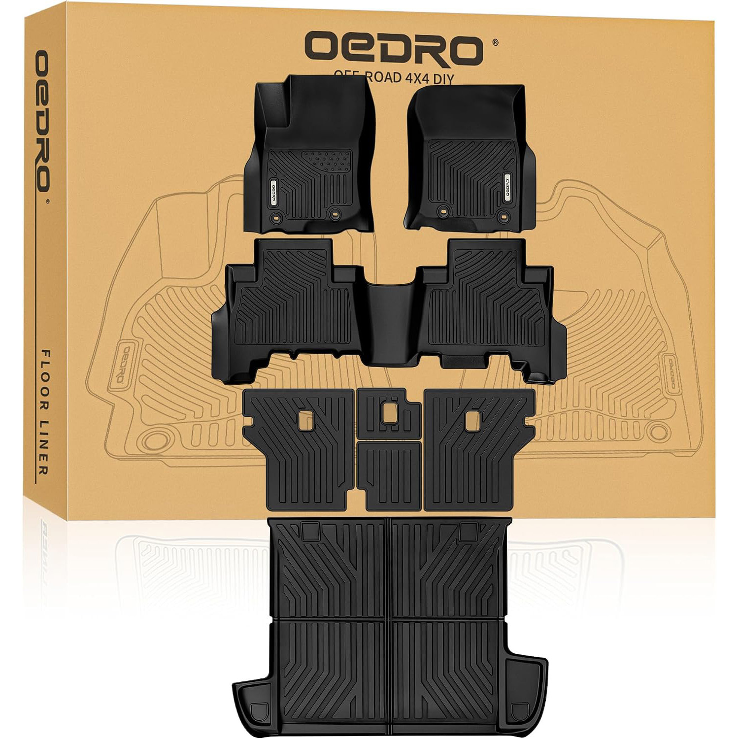 Floor Mats for Toyota 4Runner 2013-2024 5-Seater, Custom Fit TPE All Weather Trunk Mat with Backrest for Toyota 4Runner Accessories, Odorless Anti-Sli