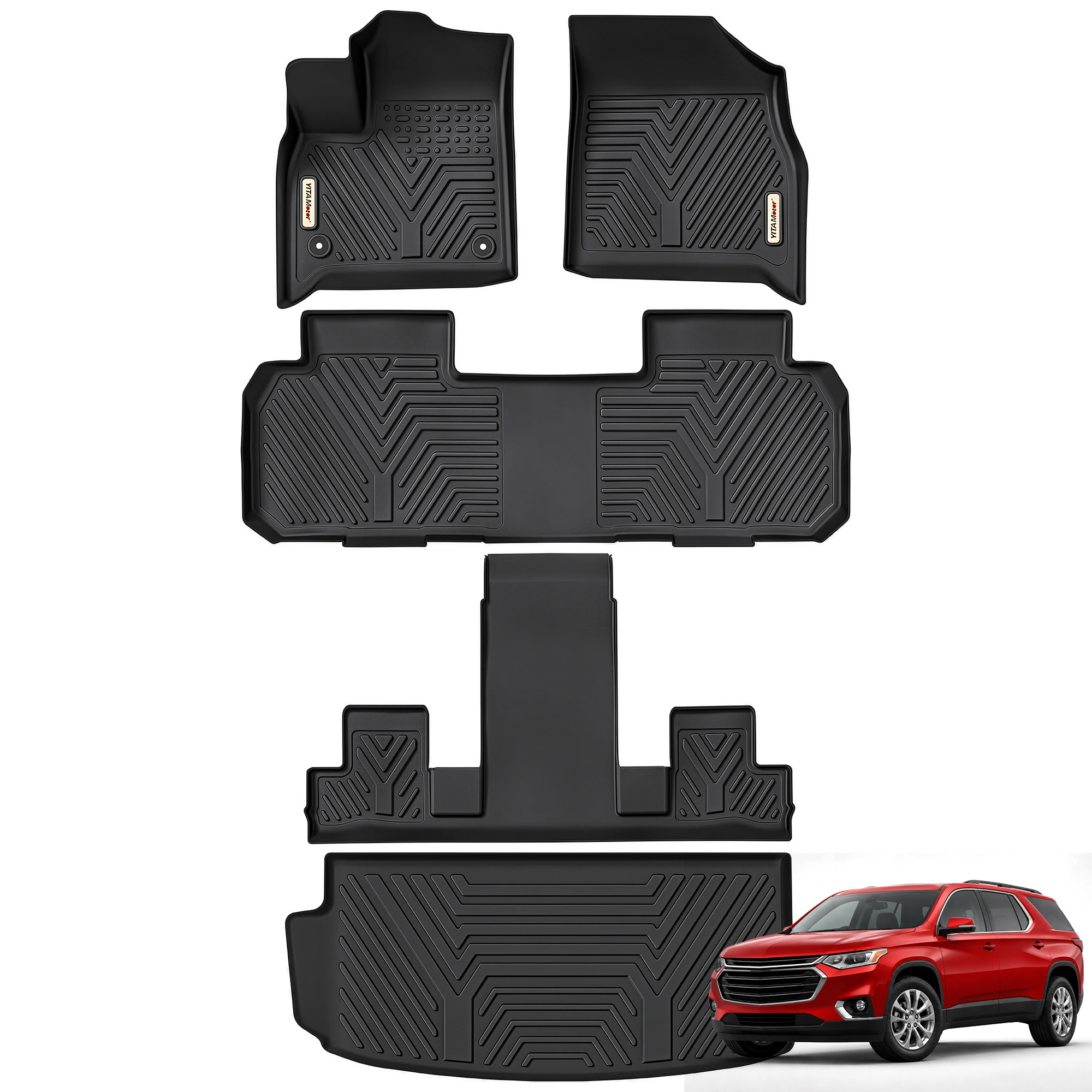 YITAMOTOR Floor Mats & Cargo Liner for Chevy Traverse 2018-2023 7-Passenger from Oedro