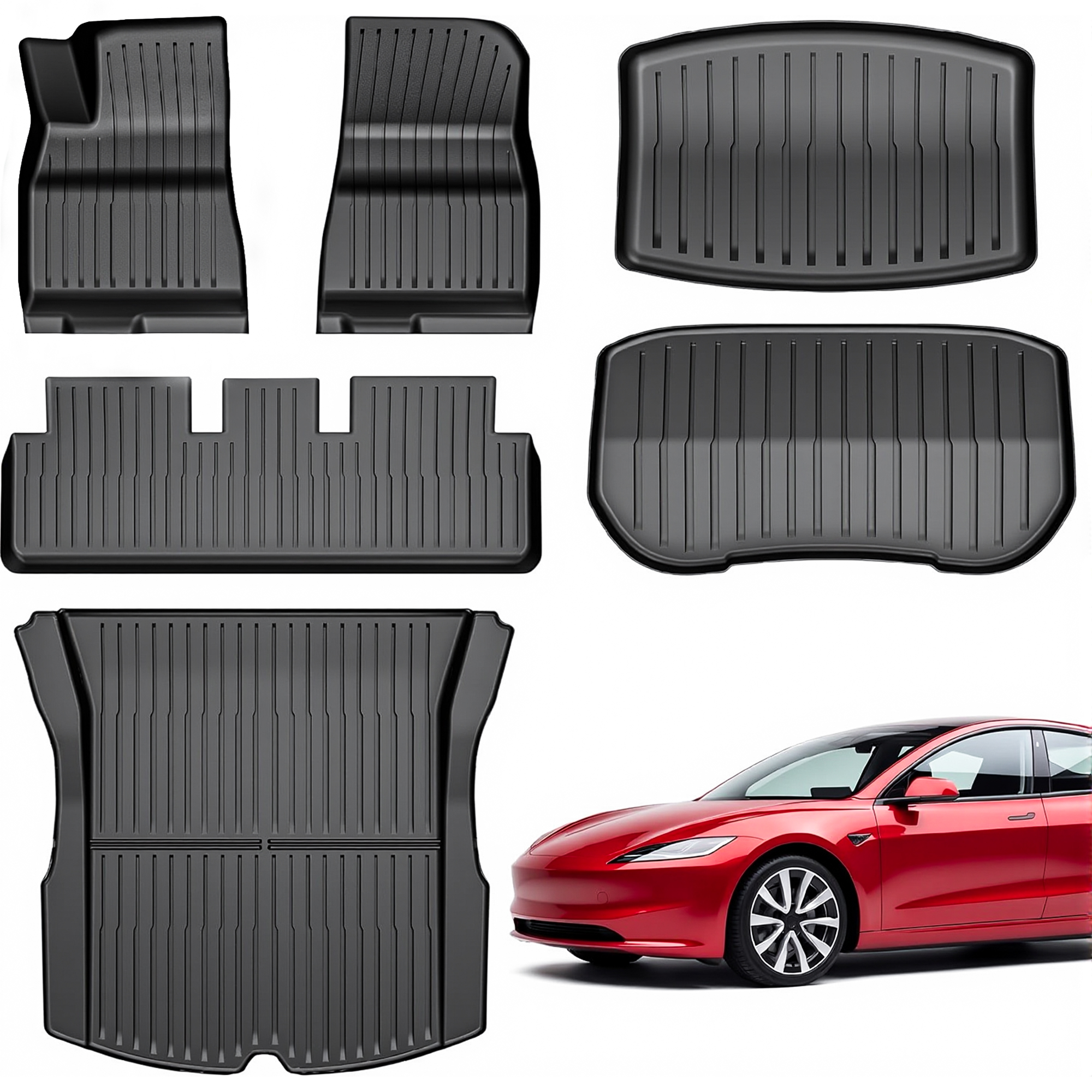 YITAMOTOR Floor Mats for 2024-2026 Tesla Model 3 Highland | TPE All Weather Floor Liners & Cargo Mat