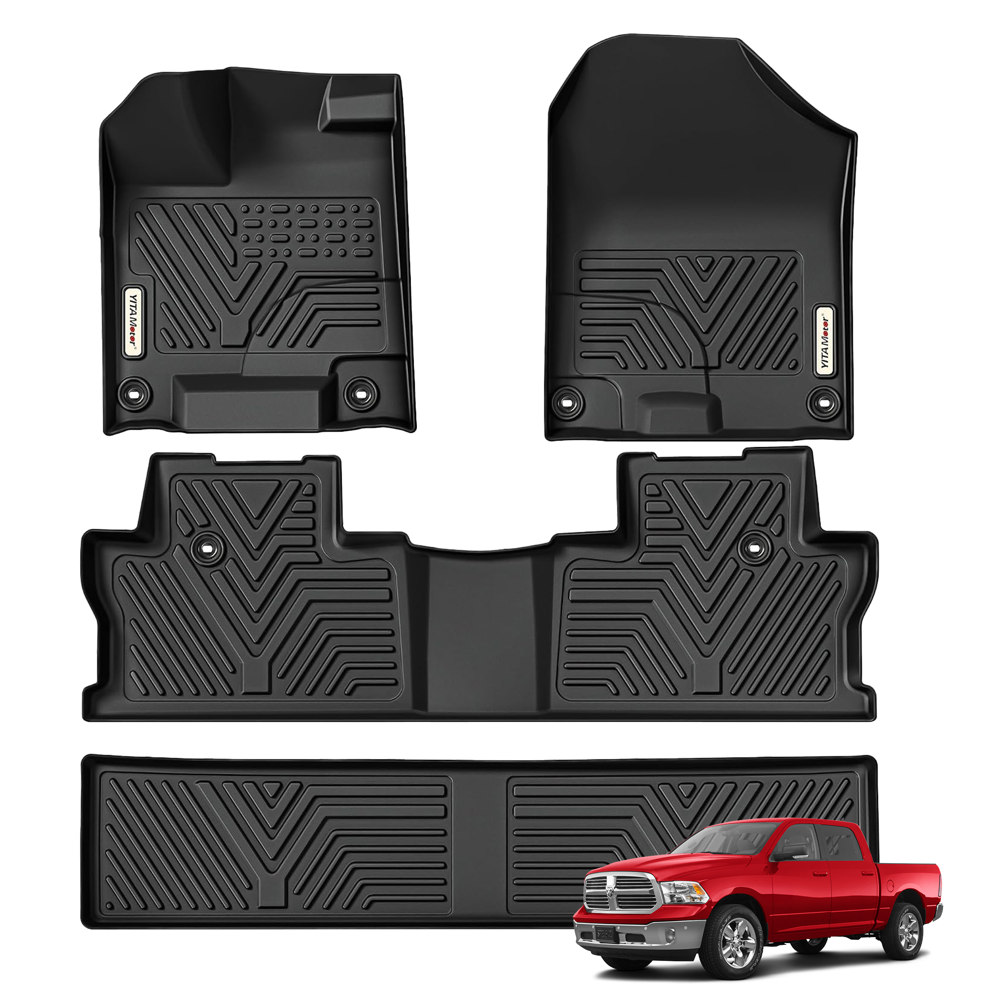 YITAMOTOR Floor Mats for 2017-2026 Honda Ridgeline | TPE All-Weather Liners