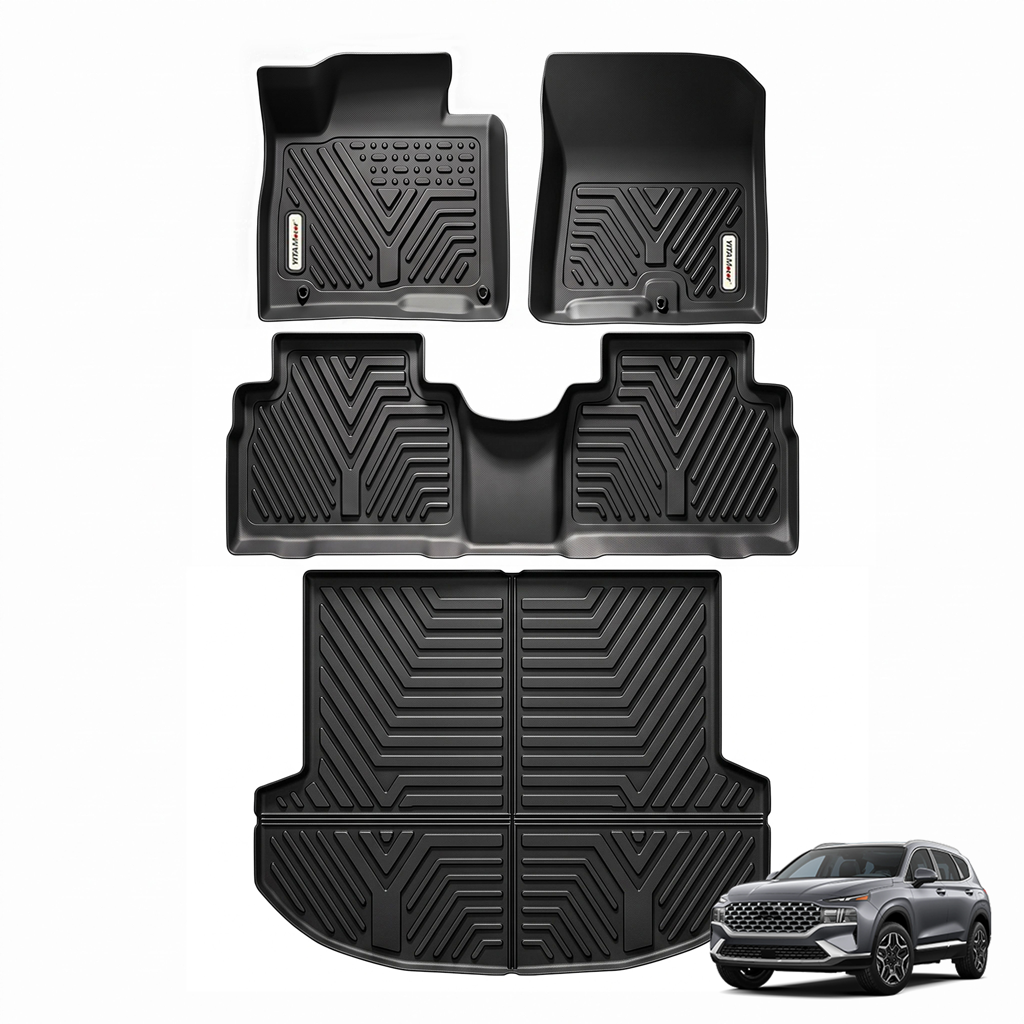 YITAMOTOR Floor Mats for 2021-2023 Hyundai Santa Fe 5 Seat | TPE All-Weather Floor Liners & Cargo Liner