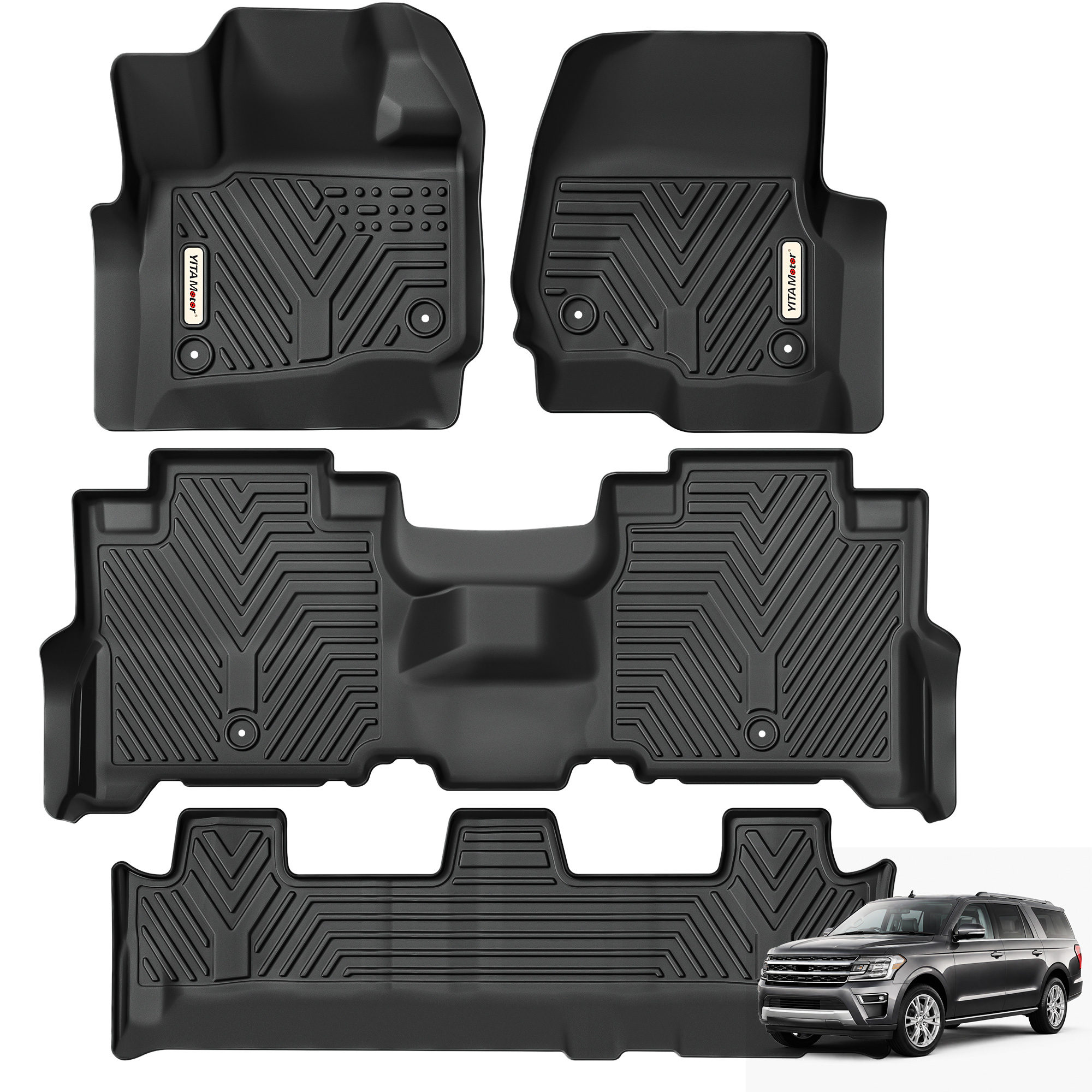 YITAMOTOR Floor Mats for 2018-2025 Ford Expedition & Expedition Max | TPE All Weather Floor Liners