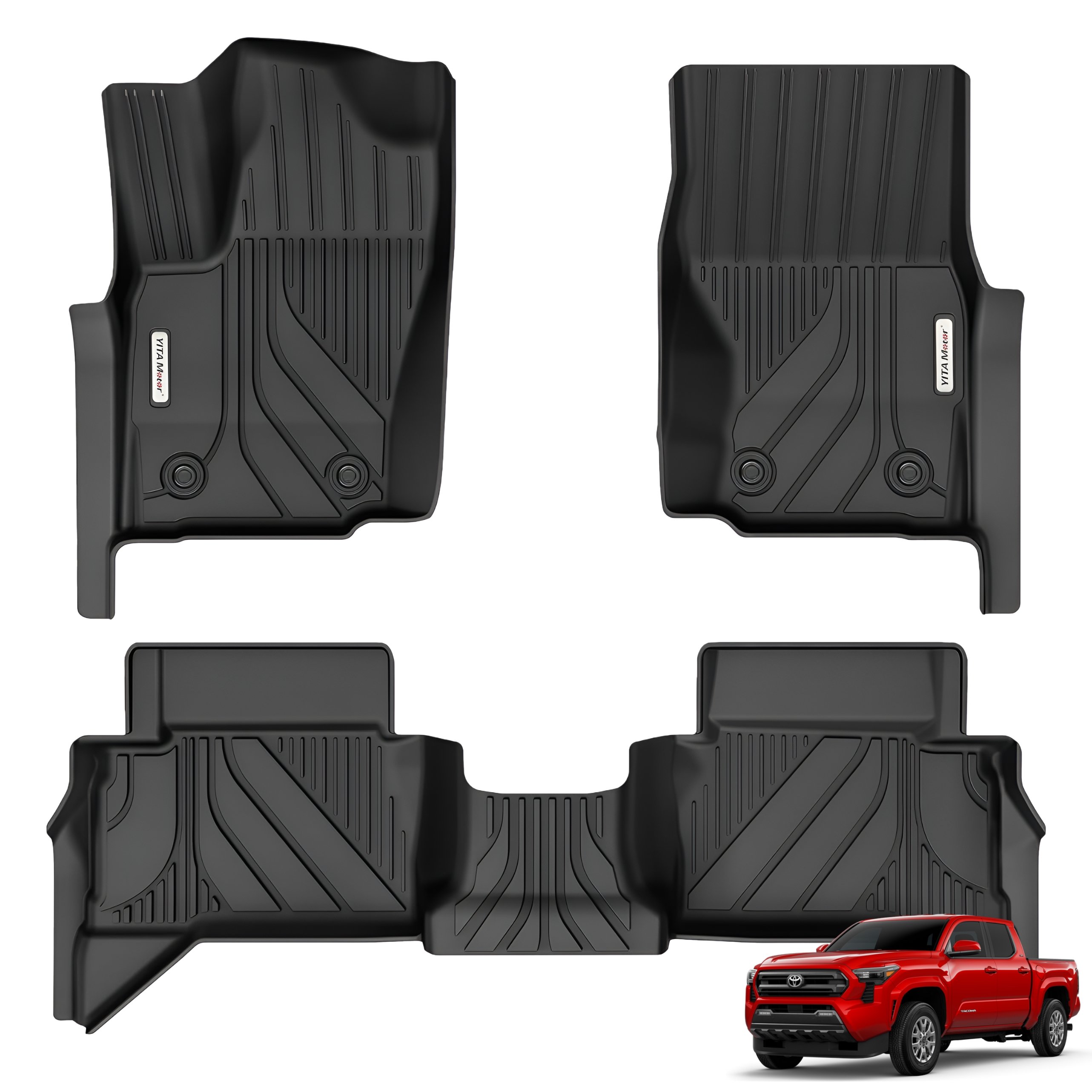 YITAMOTOR Floor Mats for 2024-2026 Toyota Tacoma Double Cab | TPE All Weather Floor Liners