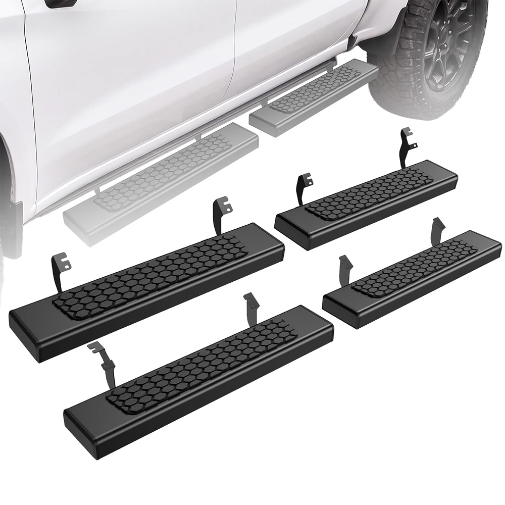 YITAMOTOR Split Drop Running Boards for 2022-2026 Toyota Tundra CrewMax Cab, Textured Black Stainless Steel