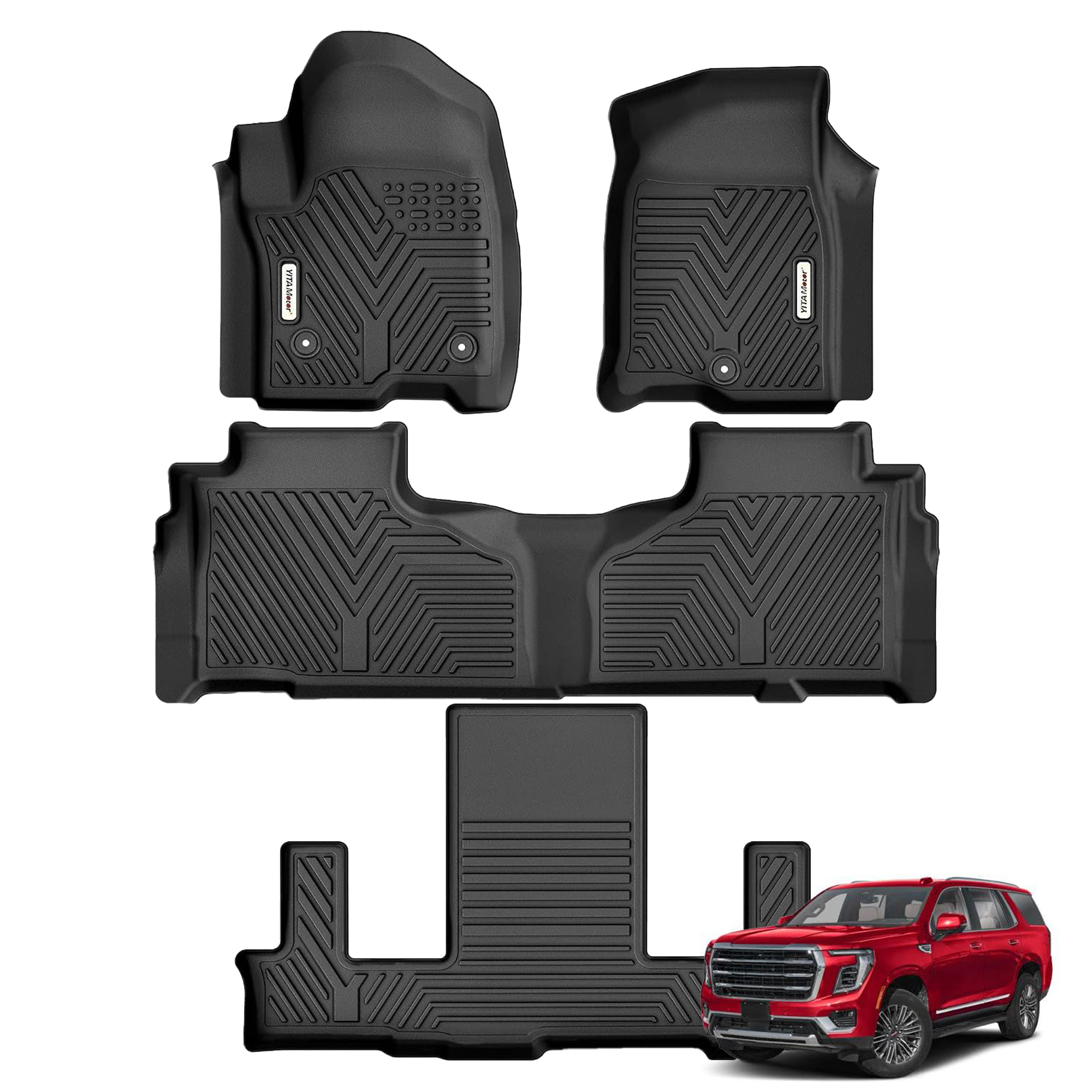 YITAMOTOR Floor Mats for 2021-2026 Tahoe Yukon Escalade | 3-Row TPE Liners