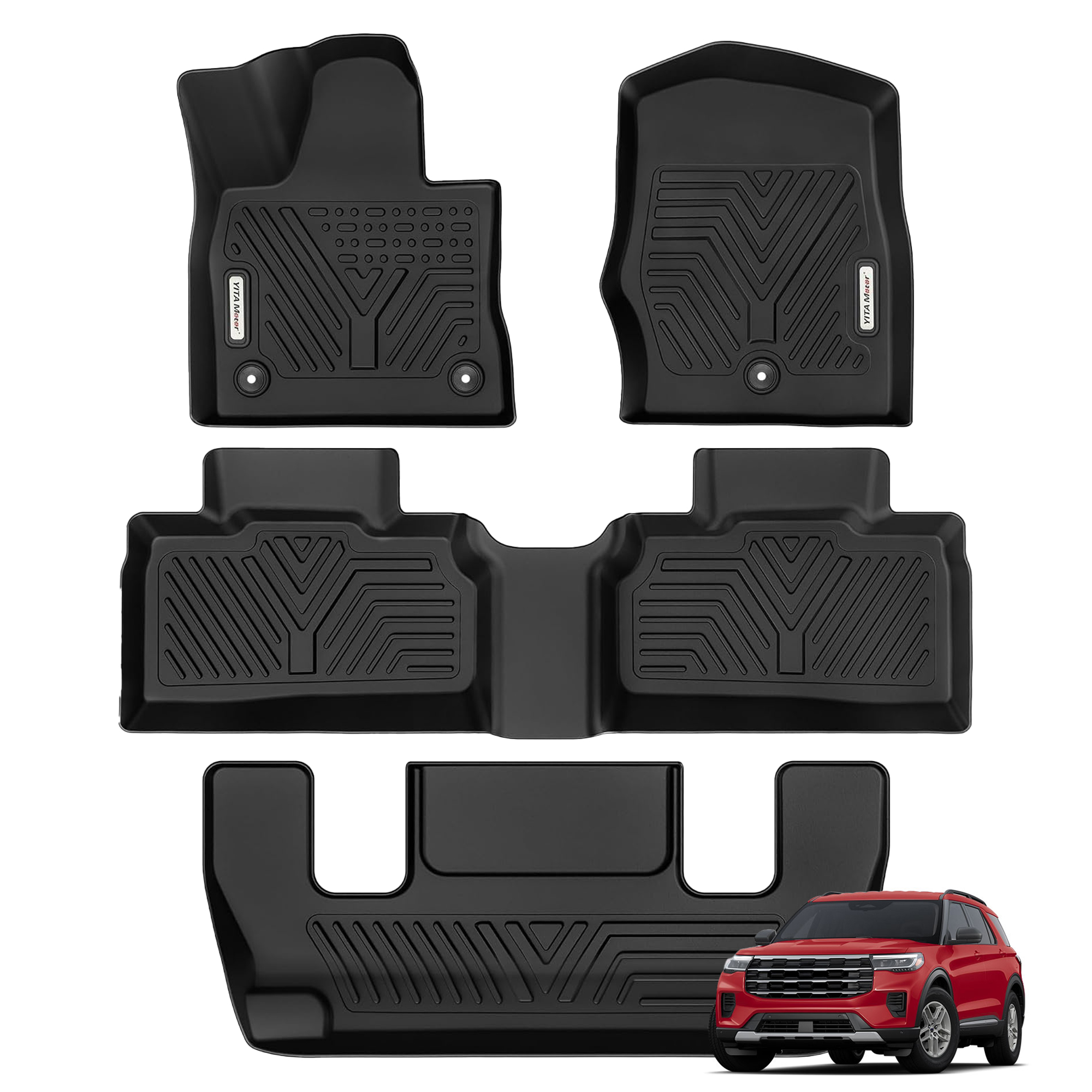 YITAMOTOR Floor Mats for 2020-2026 Ford Explorer 6-Passenger | TPE Liners