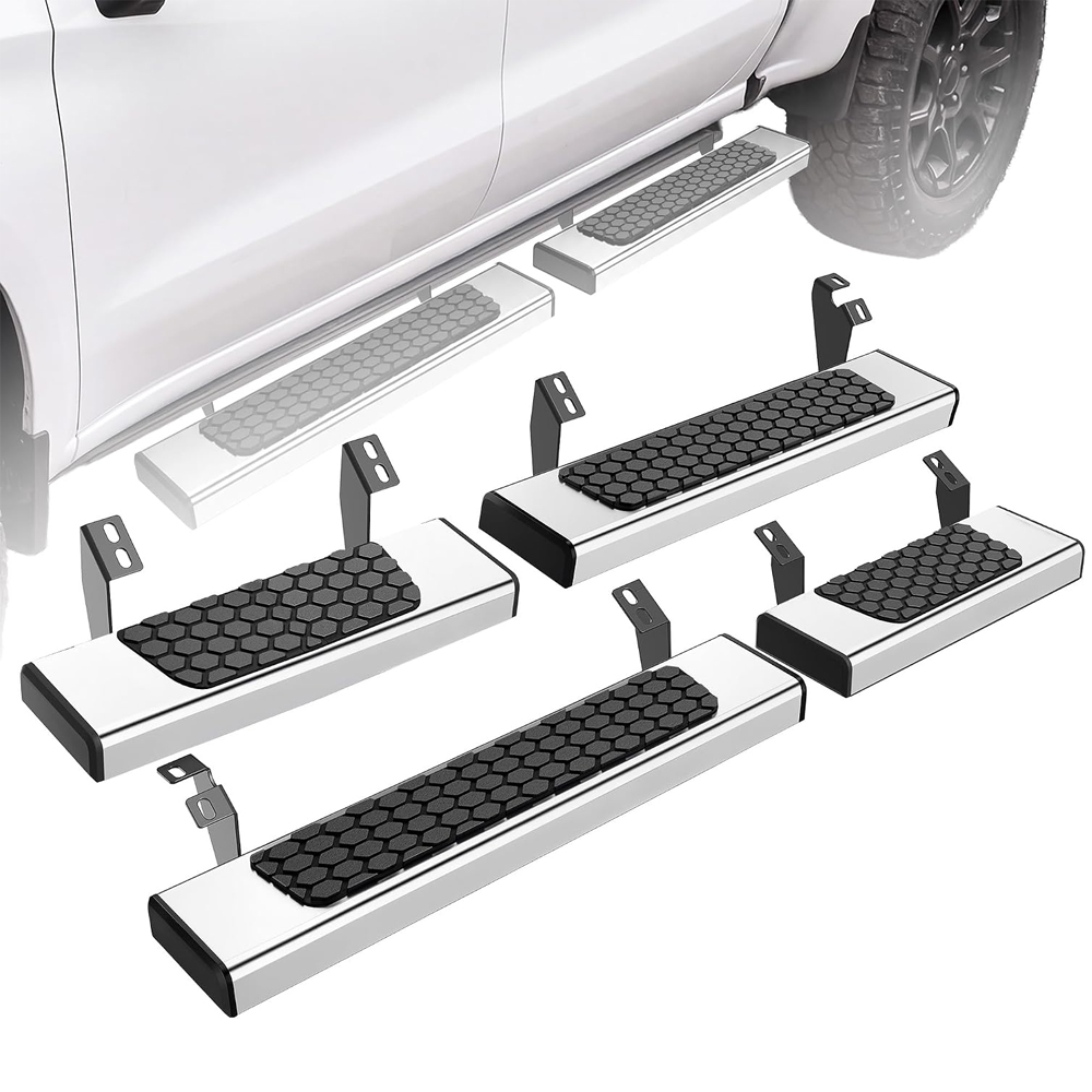YITAMOTOR Split Drop Running Boards for 2024-2026 Toyota Tacoma Crew/Double Cab, Textured Chrome