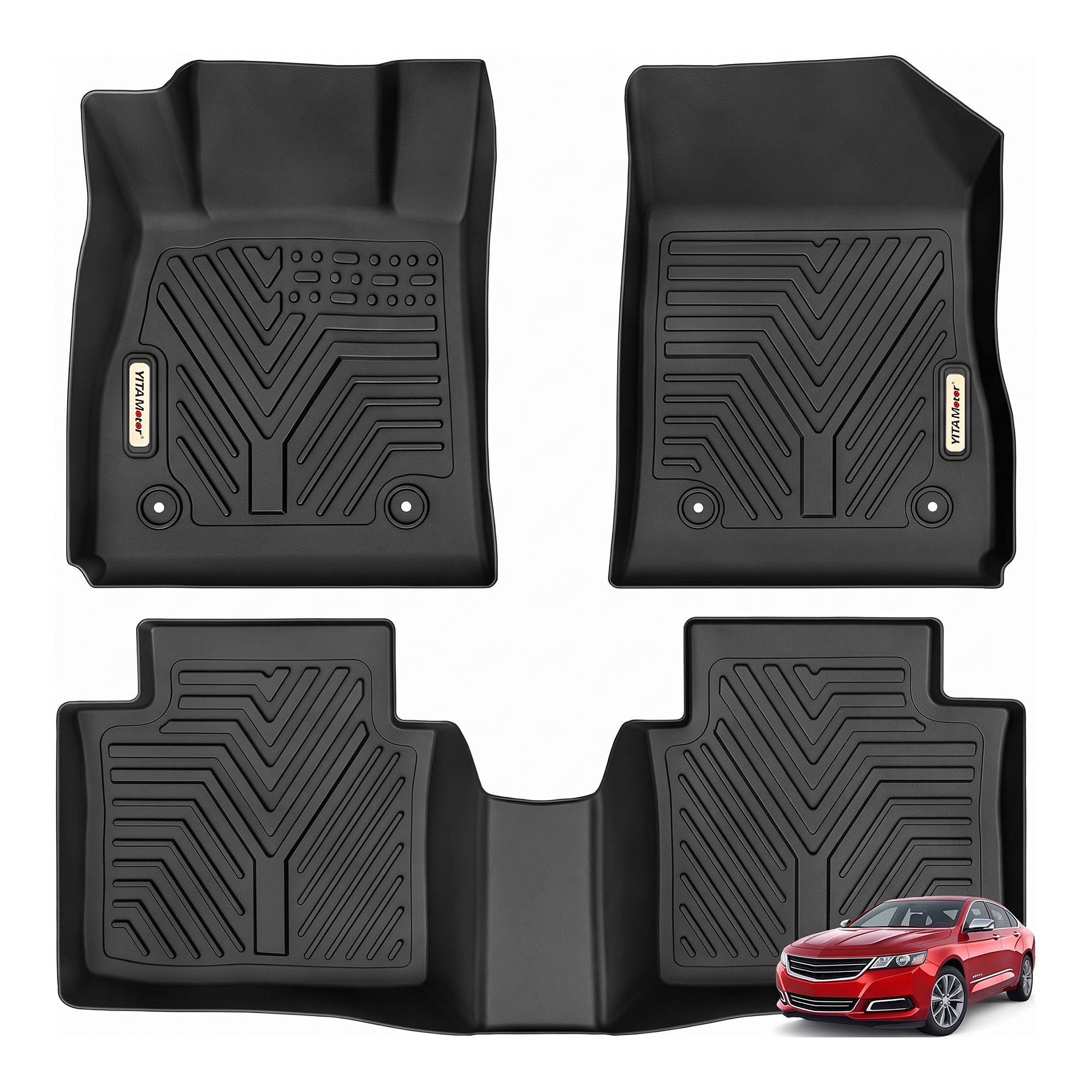 YITAMOTOR Floor Mats for Chevrolet Impala 2014-2020 All Weather TPE Liners