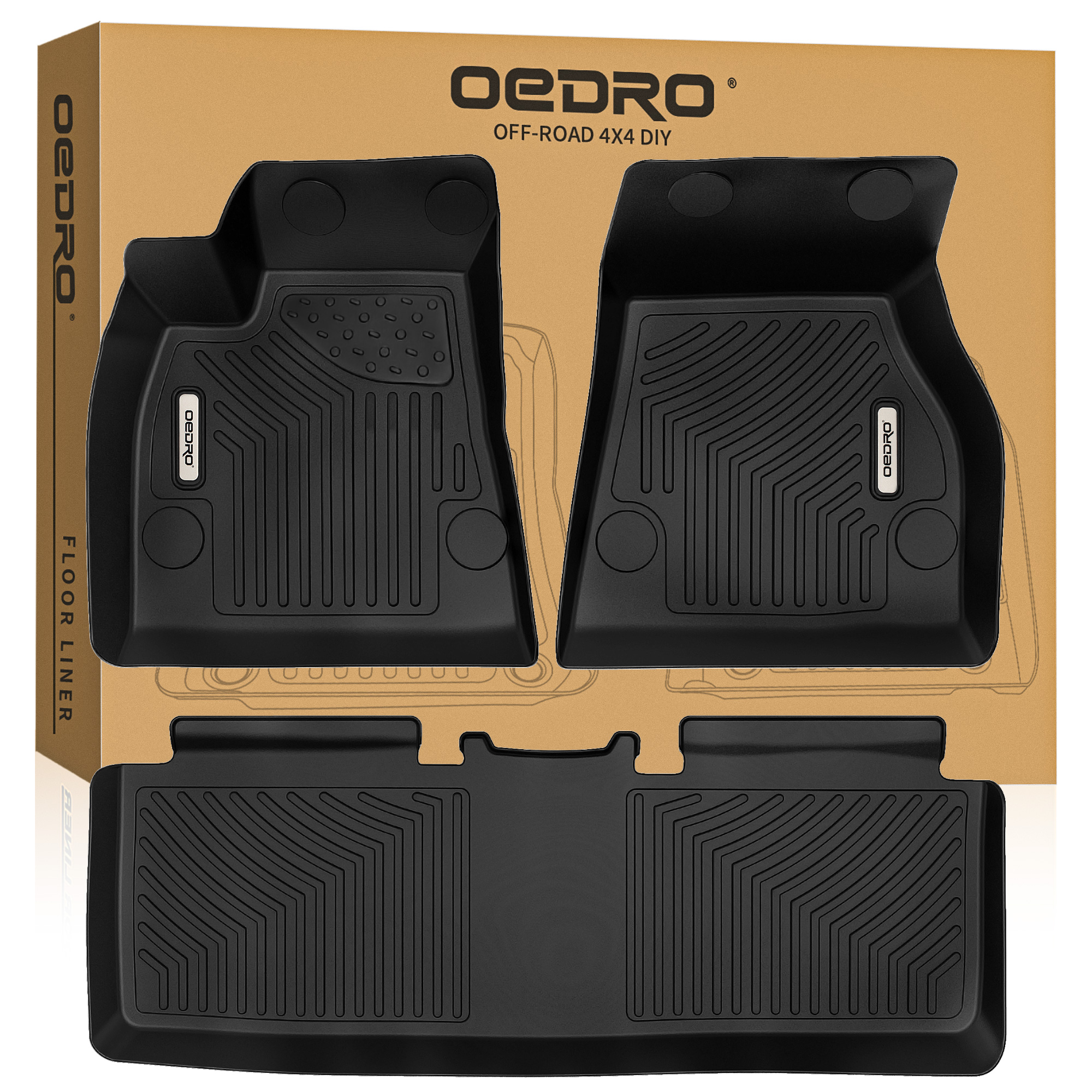 OEDRO Floor Mats for 2015-2020 Tesla Model S, Unique Black TPE All-Weather Guard Full Set Liners