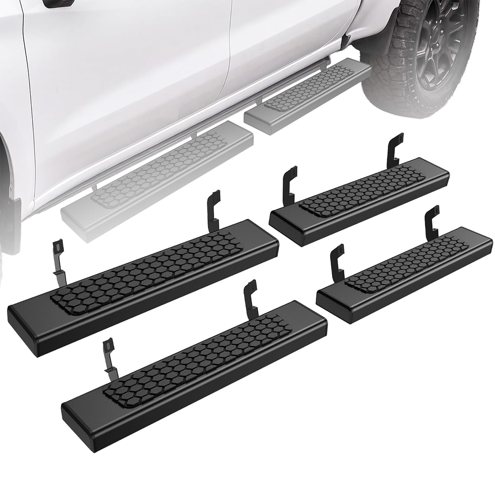 YITAMOTOR Split Drop Running Boards for 2019-2026 Chevy Silverado/GMC Sierra 1500 & 2020-2026 2500HD/3500HD Crew Cab, Black