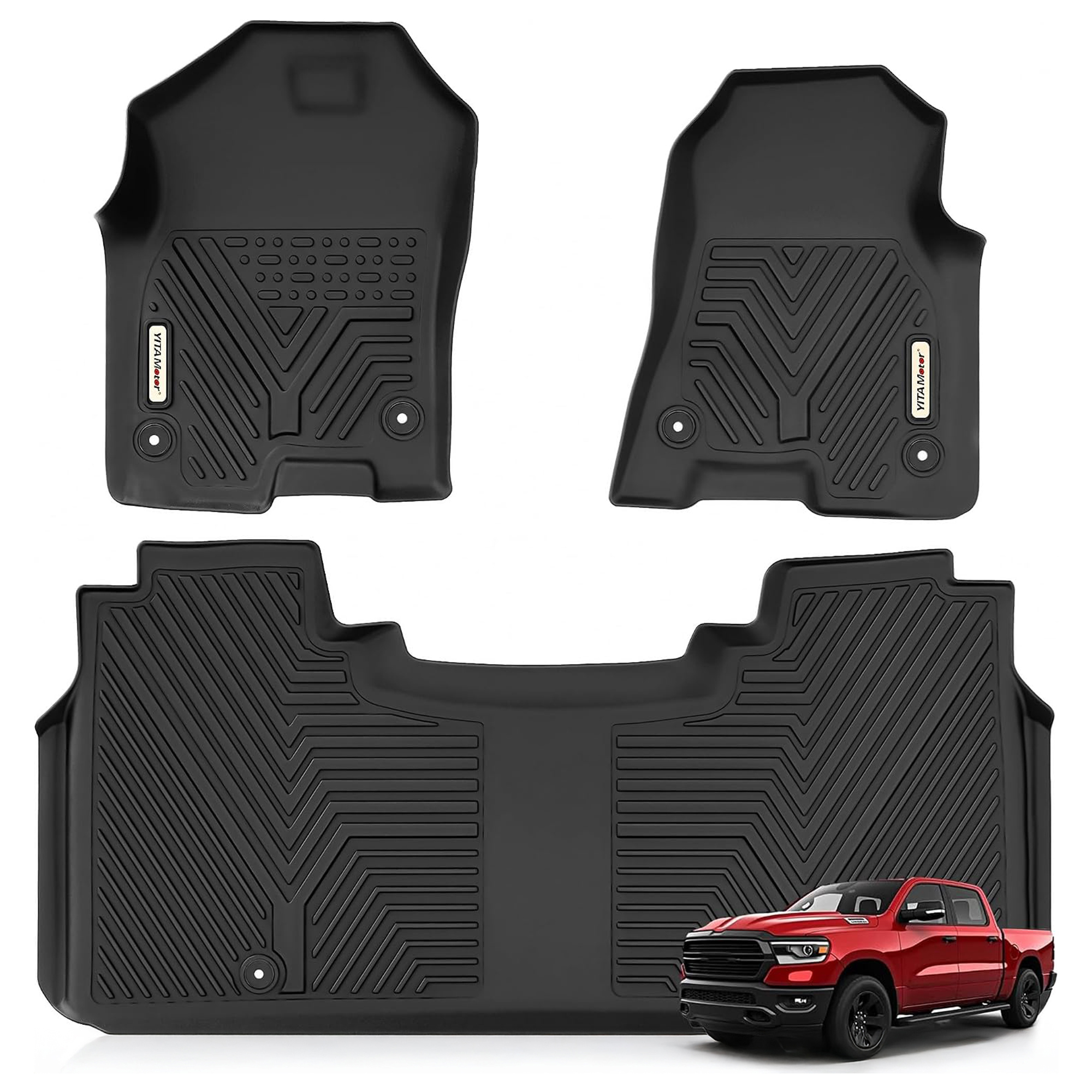 YITAMOTOR Floor Mats for 2019-2024 Ram 1500 Crew Cab | TPE All-Weather