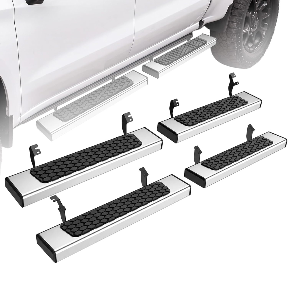 YITAMOTOR Split Drop Running Boards for 20222026 Toyota Tundra CrewMax Cab Polished Silver Stainless Steel