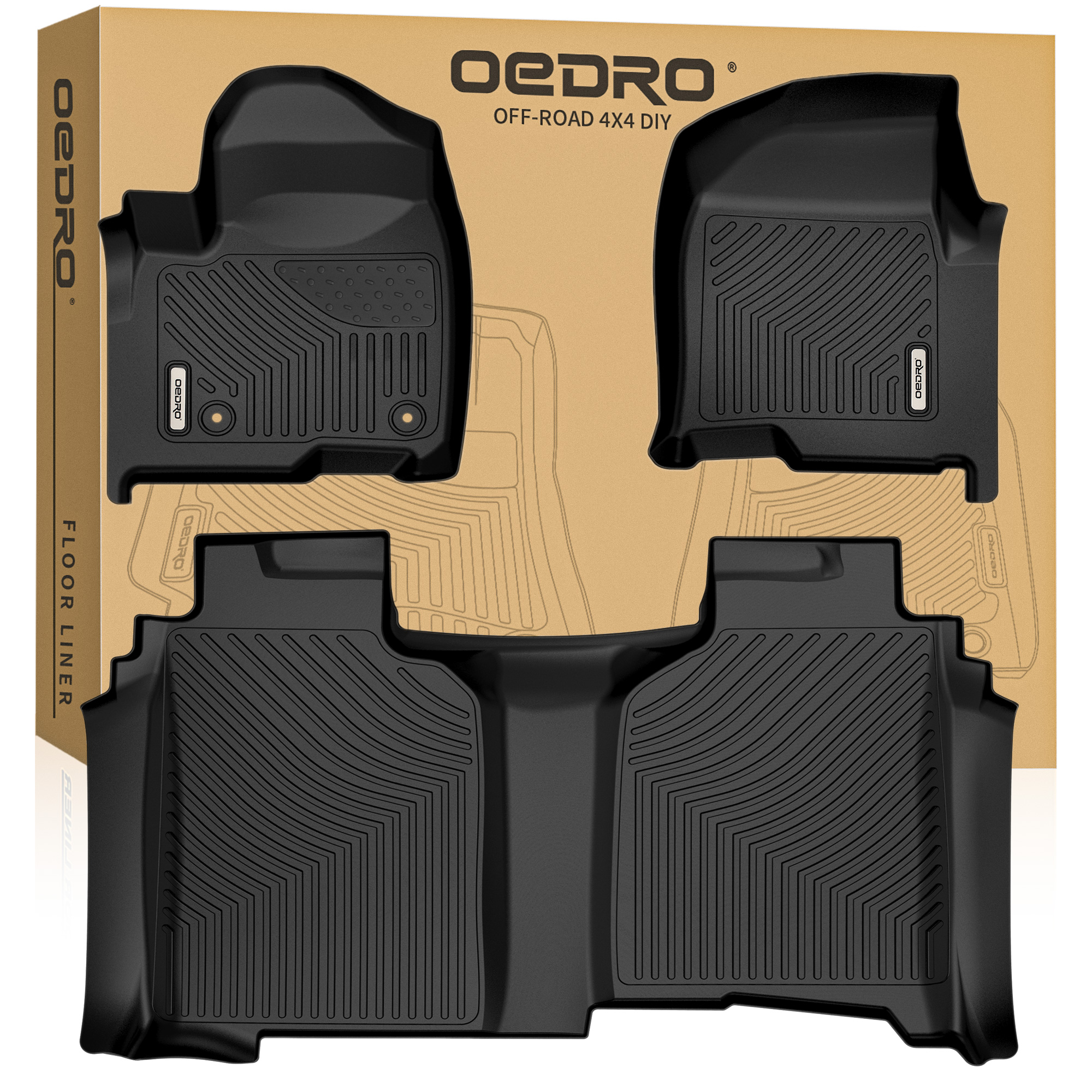 OEDRO Floor Mats Fit for 2019-2026 Chevy Silverado/GMC Sierra 1500 & 2020-2026 Silverado/Sierra 2500HD 3500HD Crew Cab ,No Rear Underseat Storage Box