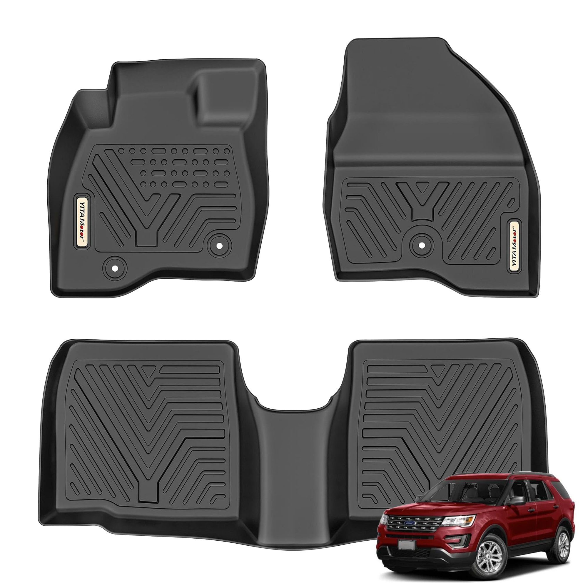 YITAMOTOR Floor Mats for 2017-2019 Ford Explorer, Custom Fit TPE Liners