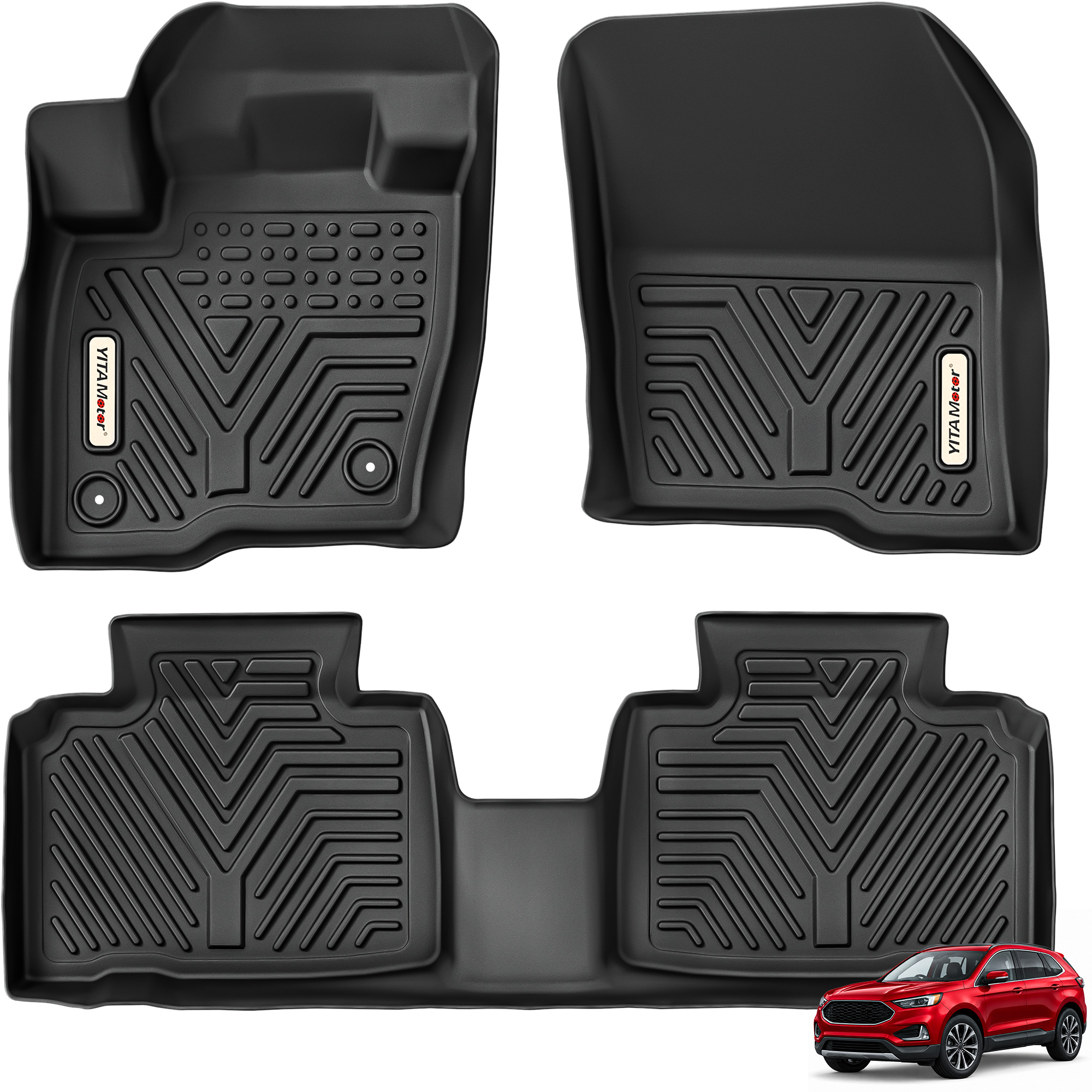 YITAMOTOR Floor Mats for Ford Edge 2015-2024 All Weather TPE Floor Liners