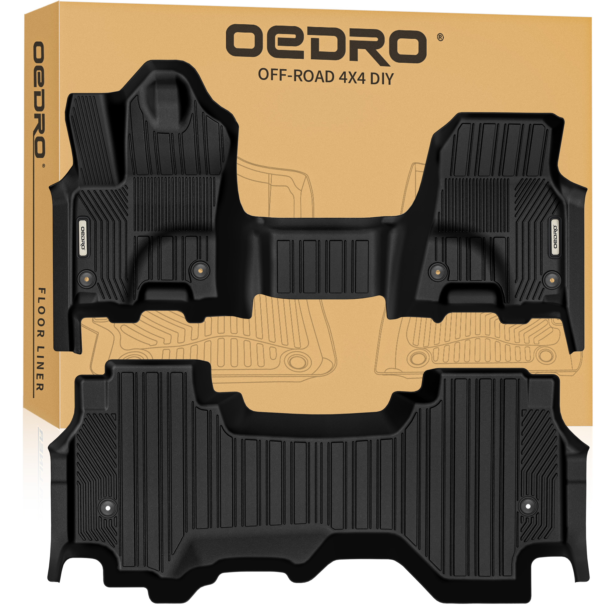 OEDRO Floor Mats Fit for 2025-2026 RAM 1500 Quad Cab Bench Seat Without Rear Under Seat Storage, Custom Fit TPE All Weather Floor Liners