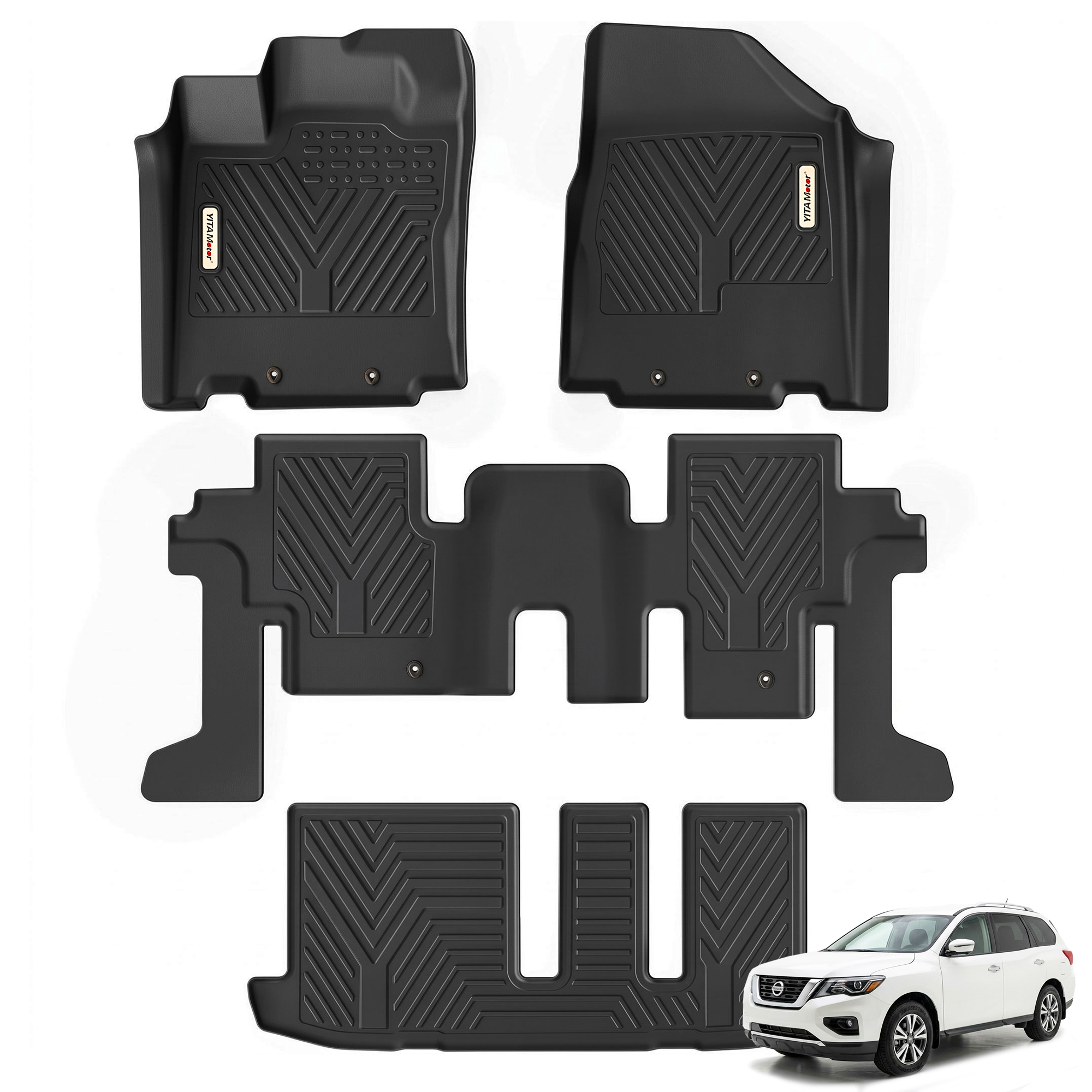 YITAMOTOR Floor Mats for Nissan Pathfinder 2013-2020 & Infiniti QX60 TPE