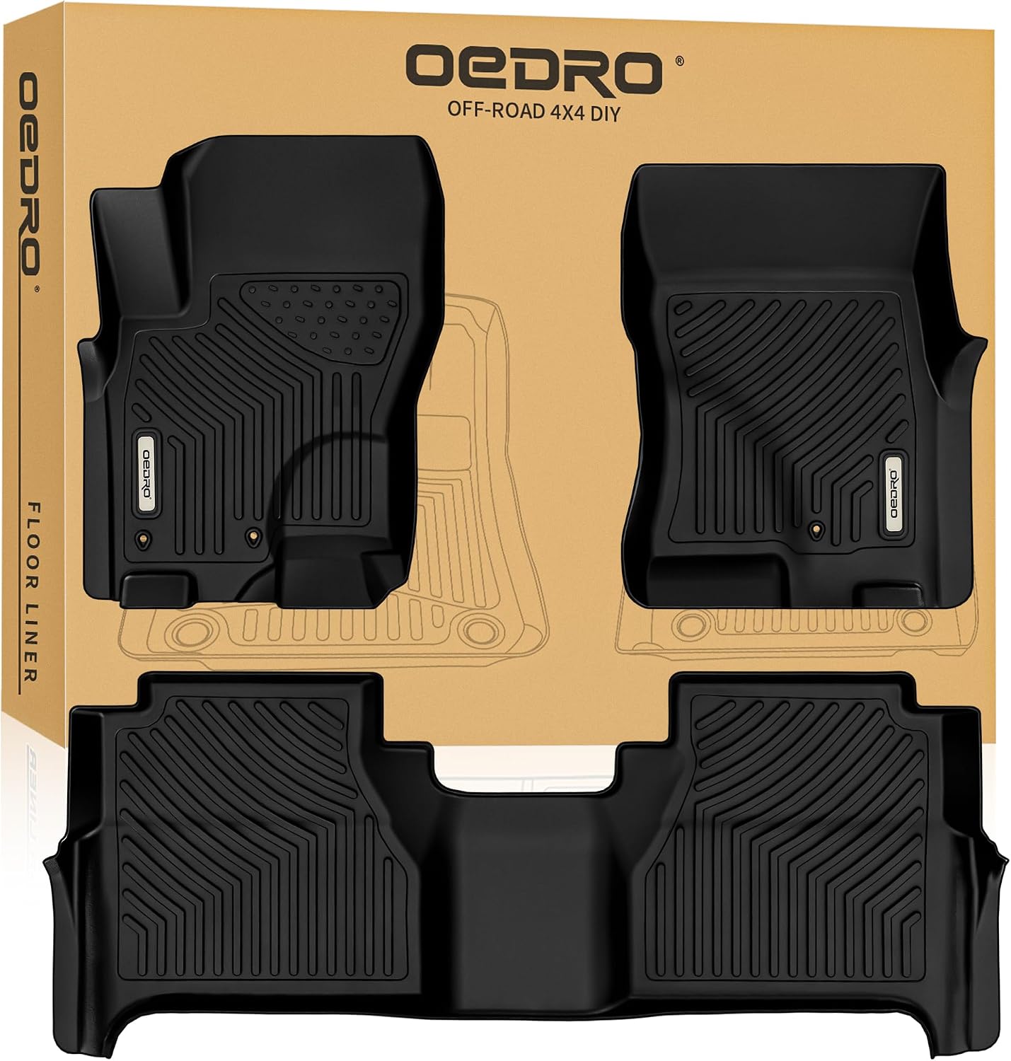 OEDRO Floor Mats for 2008-2021 Nissan Frontier Crew Cab,Black TPE  All Weather Guard Full Set Car Mats