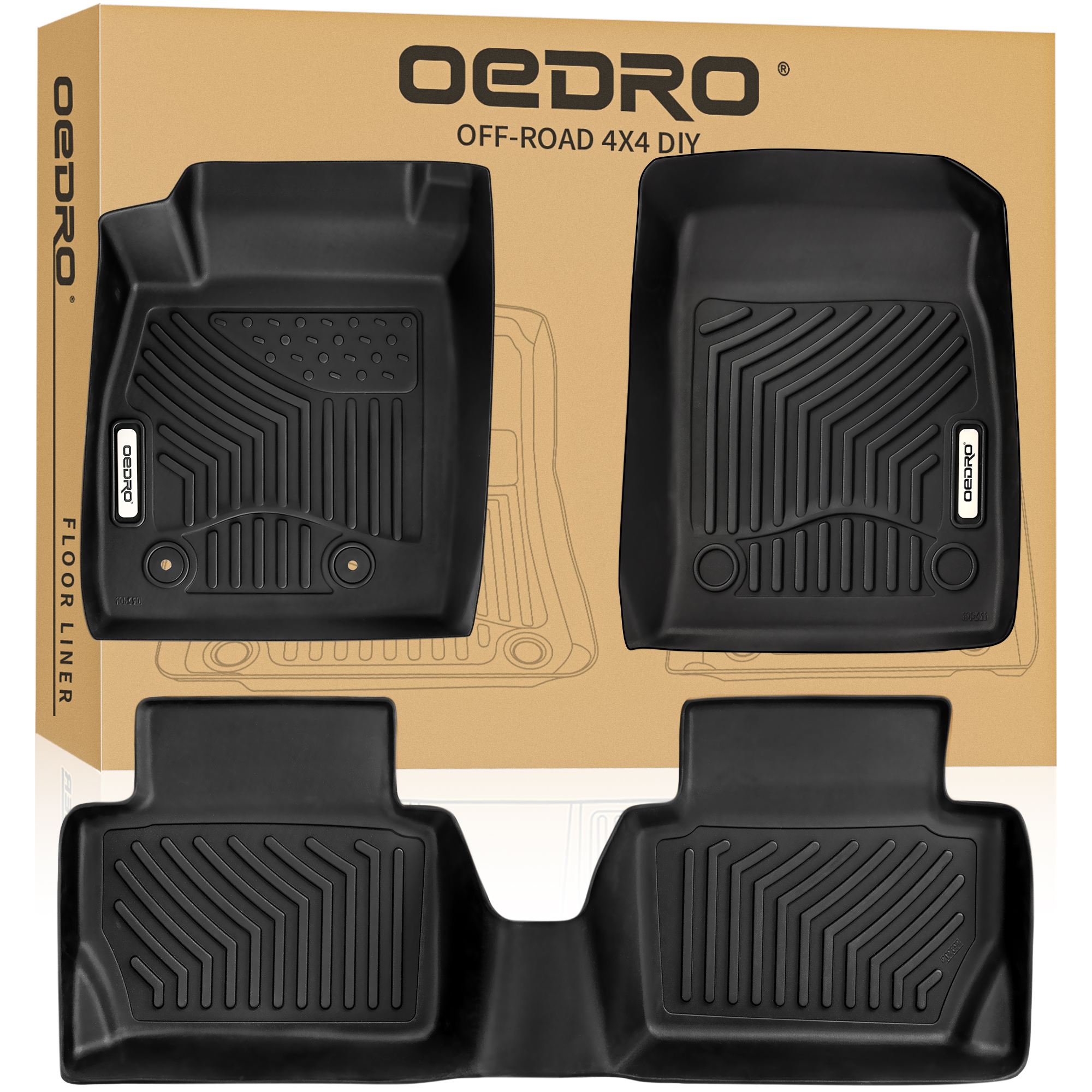 OEDRO Floor Mats for 2018-2022 Ford EcoSport (US Model Only), Black TPE All-Weather Guard Floor Liner Set