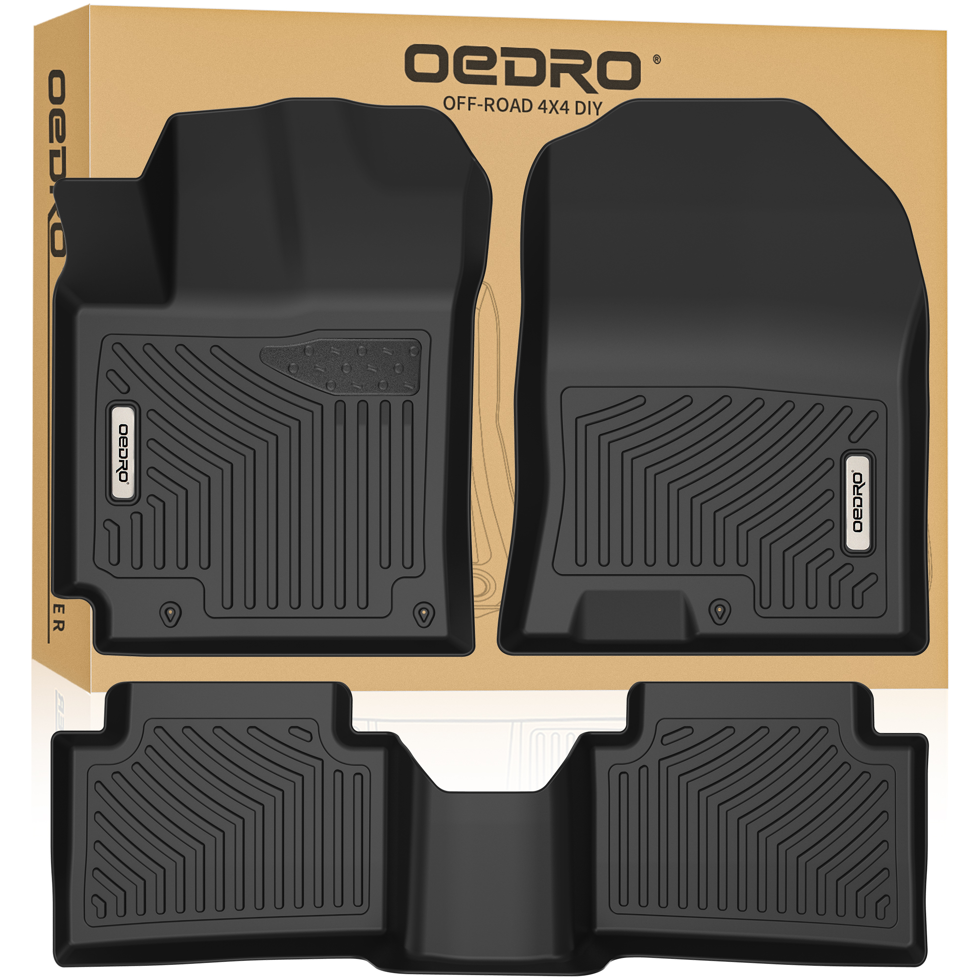 OEDRO Floor Mats for 2018-2023 Hyundai Kona (NO Electric Models), Black TPE All-Weather Full Set Floor Liners