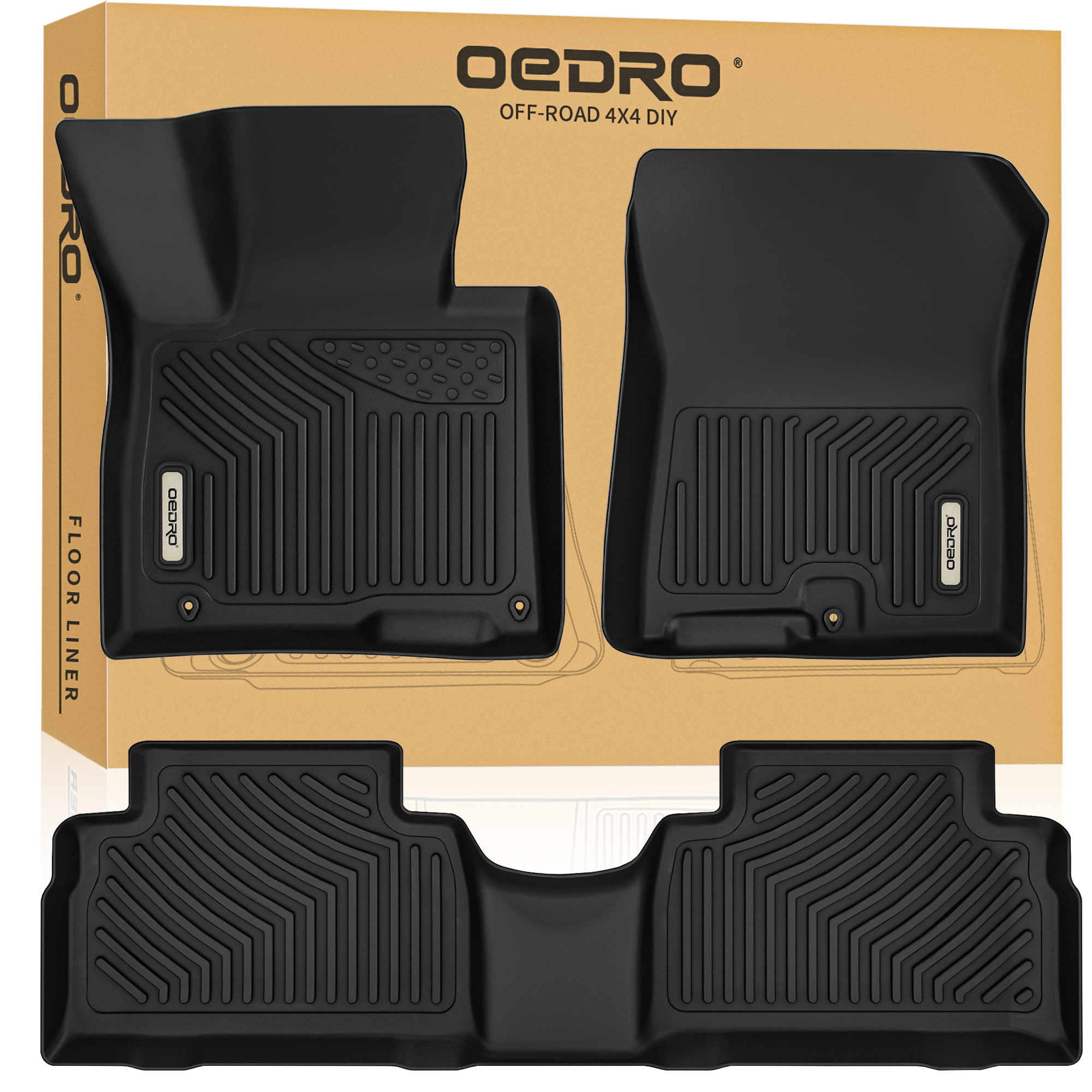OEDRO Floor Mats for 2021-2023 Hyundai Santa Fe 5 Seat, TPE All-Weather Guard Front and Rear Row Full Set Liners
