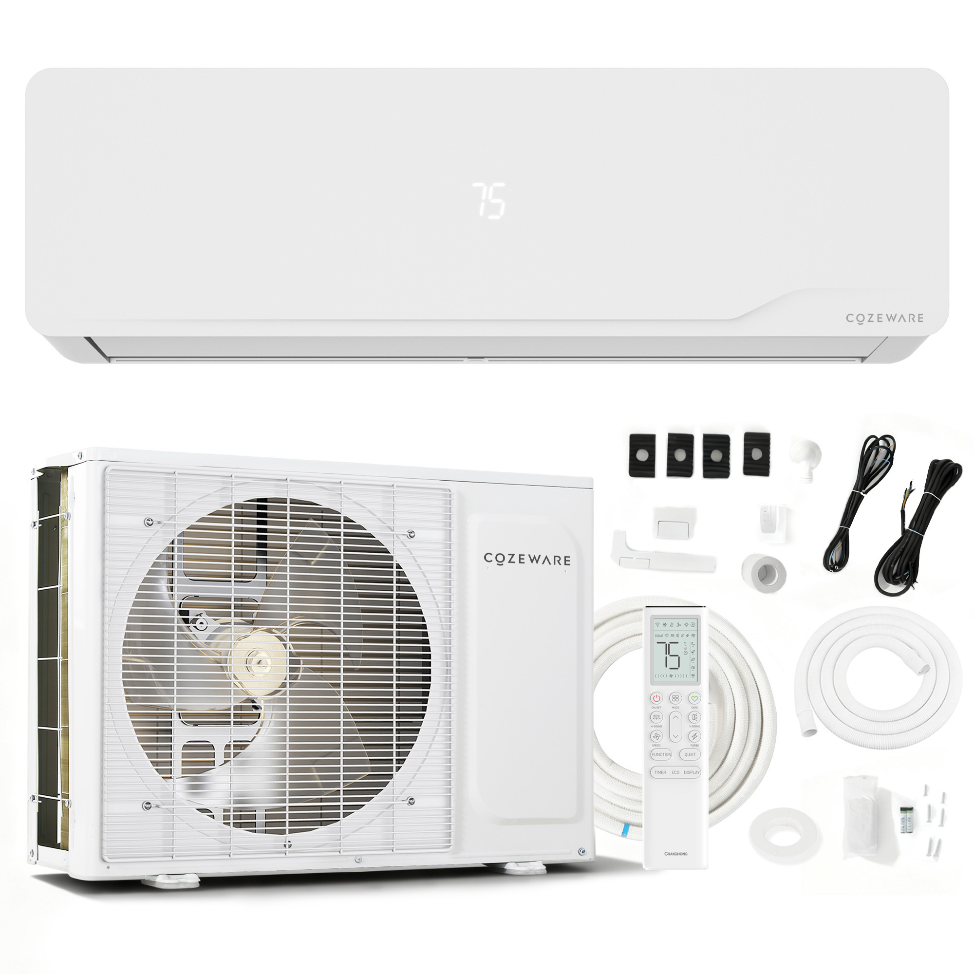 COZEWARE Mini Split 18 SEER2 9000 BTU Air Conditioner with Heat Pump, Quick Cooling & 28dB Quiet Operation for Bedroom/ Living Room/ Basement, 115V