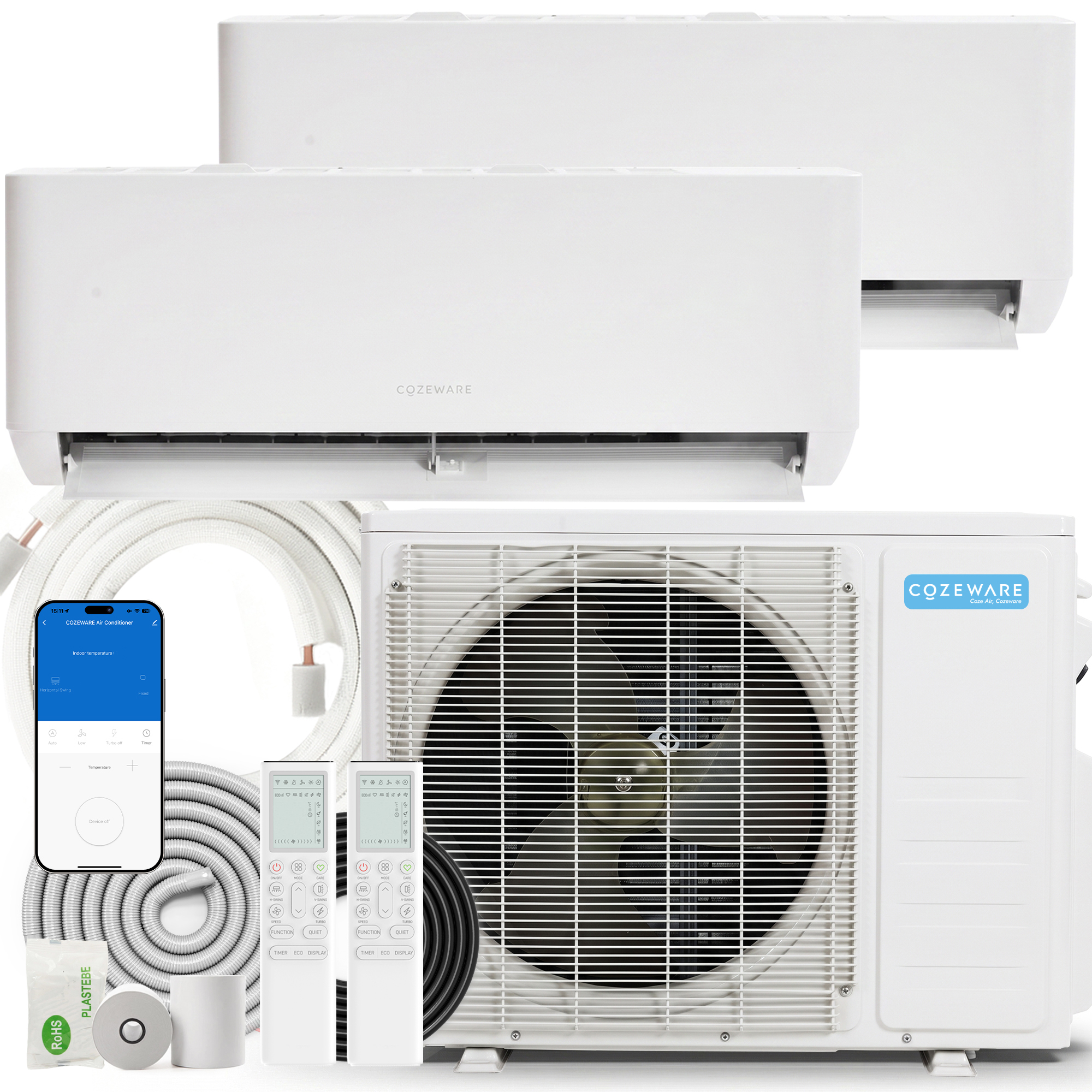 COZEWARE 18000 BTU 2-Zone Mini Split AC with ENERGY STAR, 23 SEER2 Air Conditioner with 30dB Quiet Operation & 900 Sq Ft Fitting Area