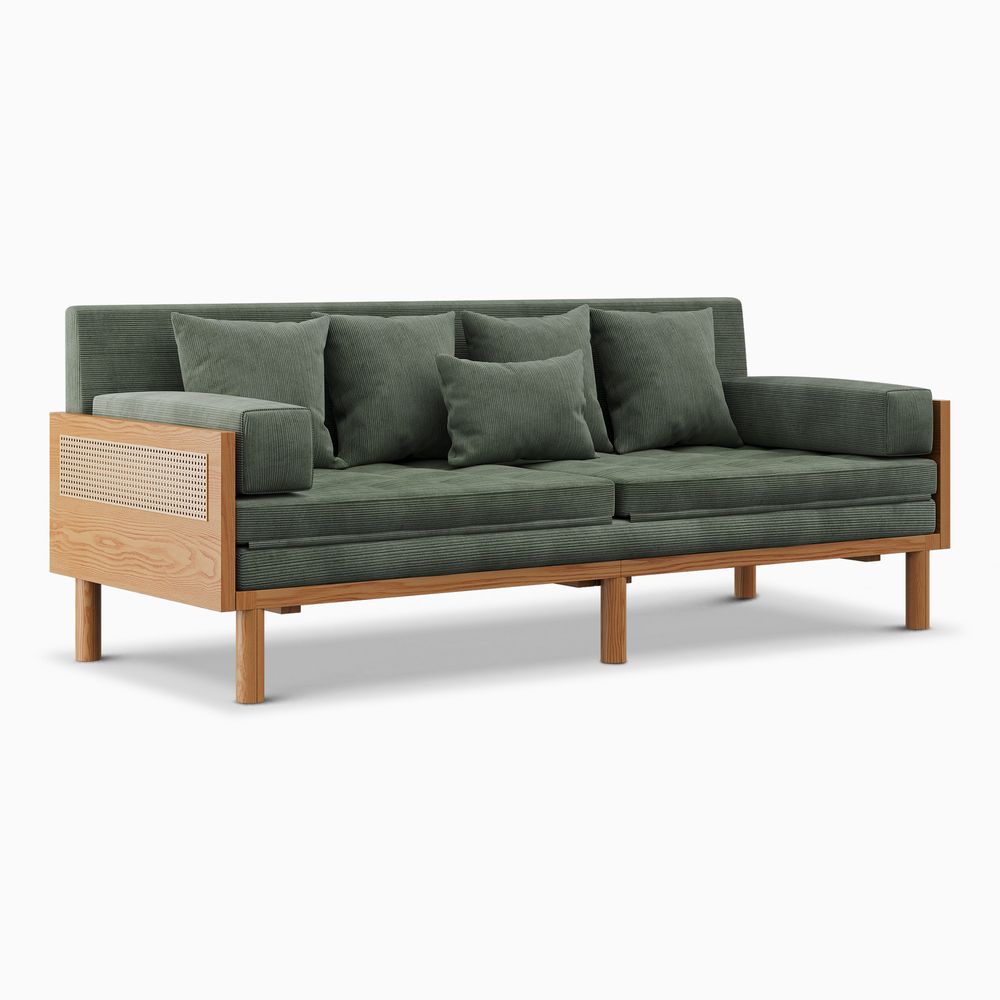 natural wood Lshape sofa