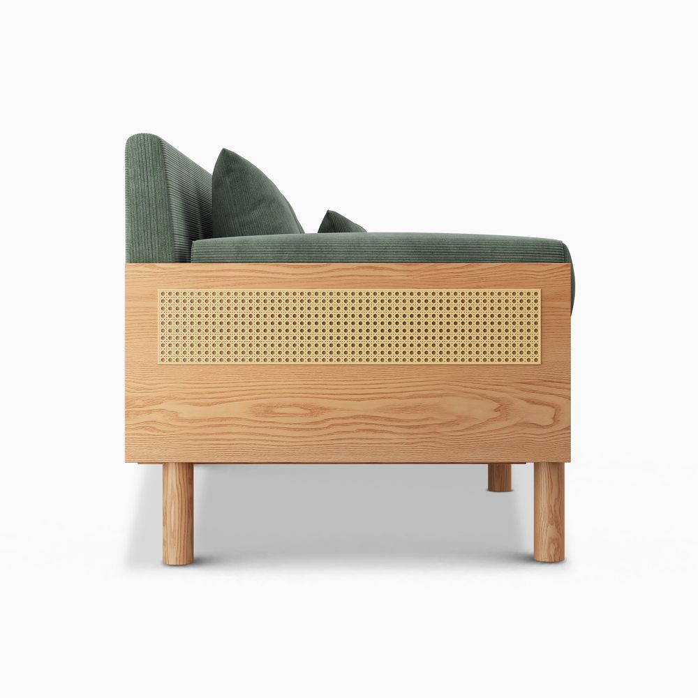Rattan armrests Lshape sofa
