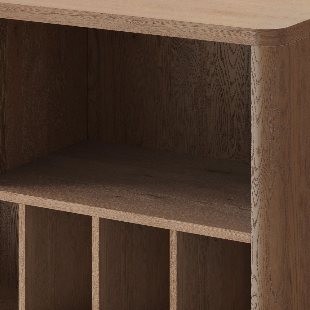 corner bookcase shelf with 2 cabinets