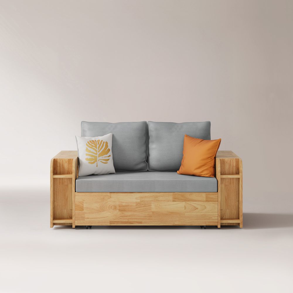 Technological fabric Solid Wood Sleeper bed