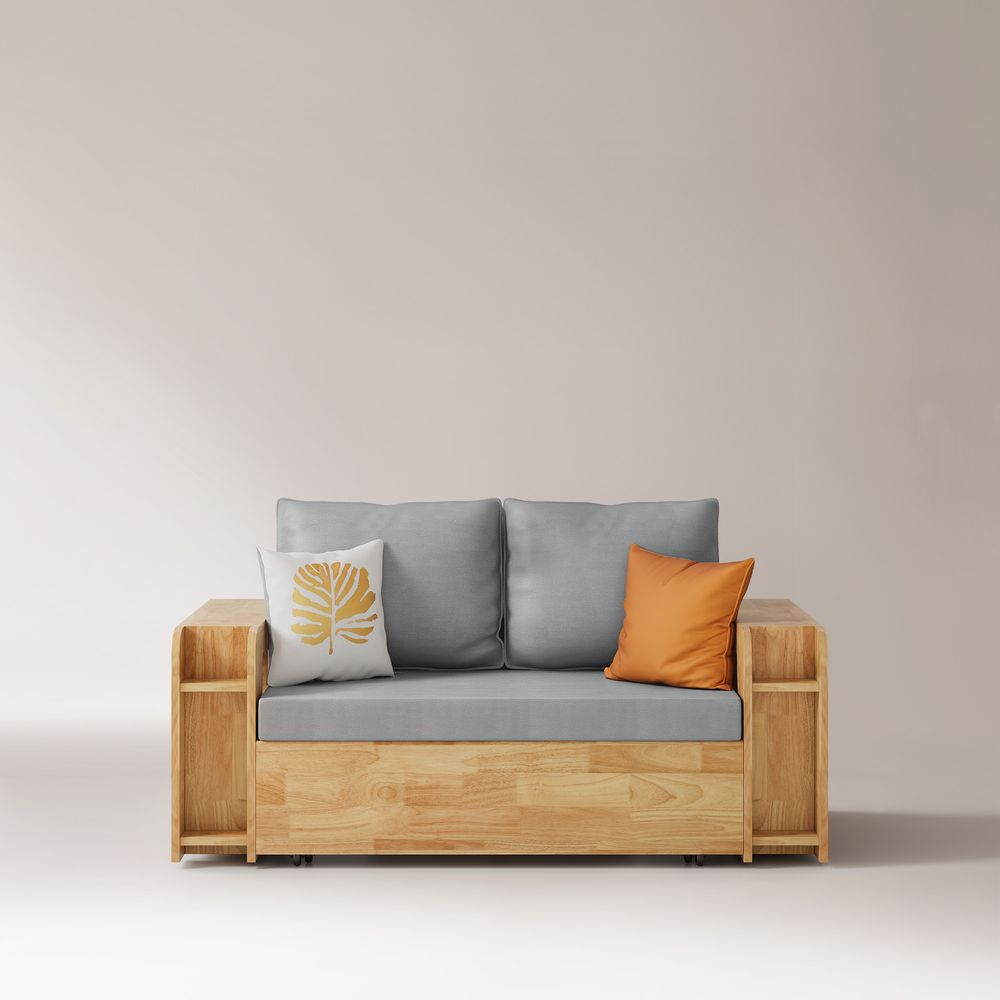 Technological fabric Solid Wood Sleeper bed