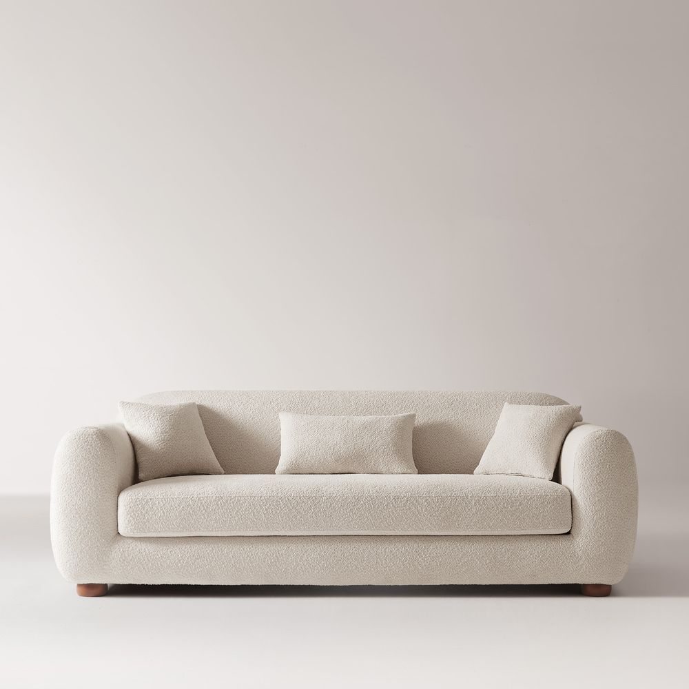 Bouclé fabric loveseat sofa