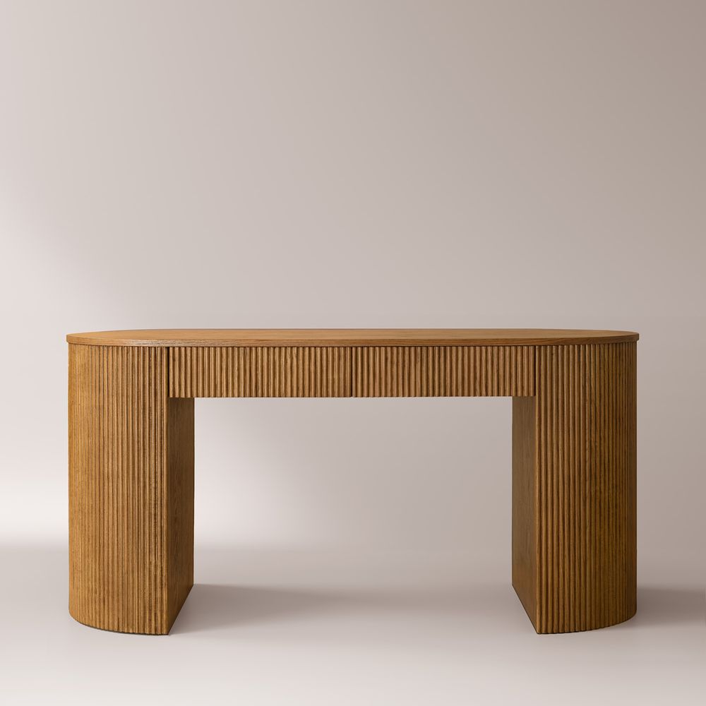 walnut office desk with storage