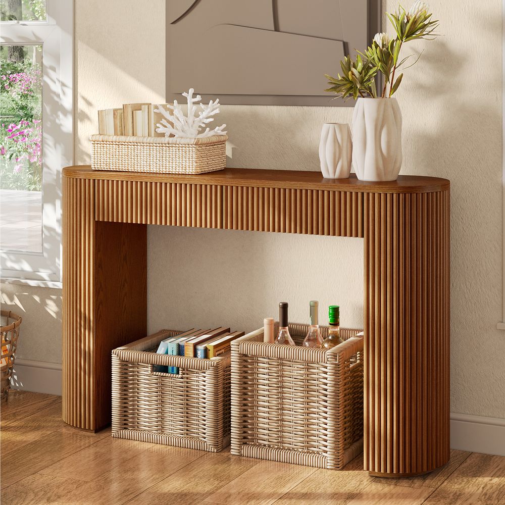 wood console table with drawers