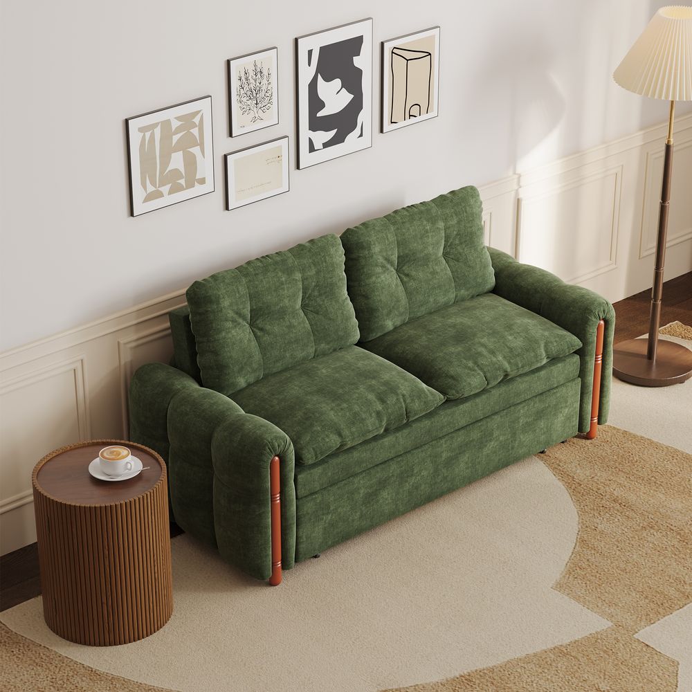 side view of green day bed sofa