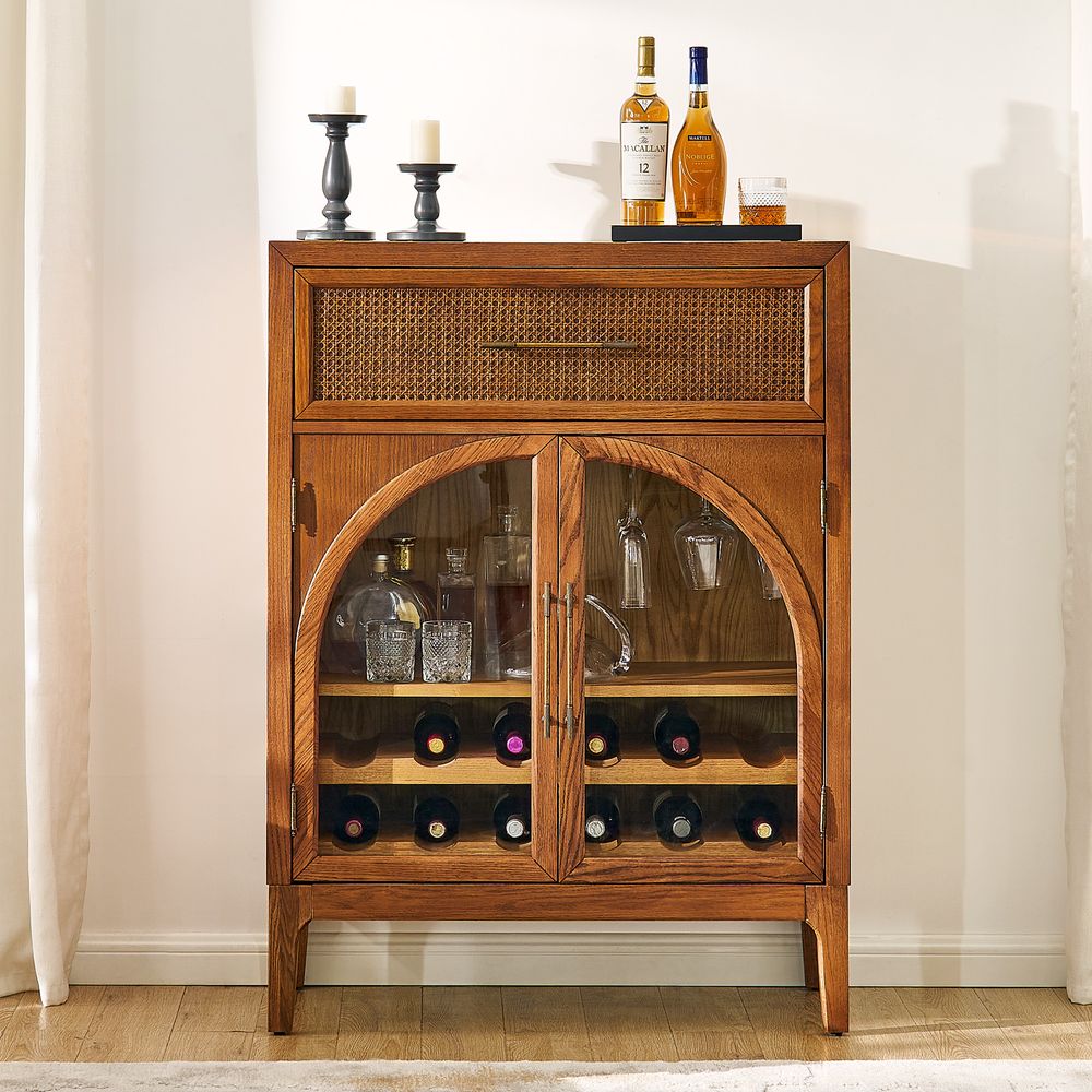 brown Oak Bar Cabinet