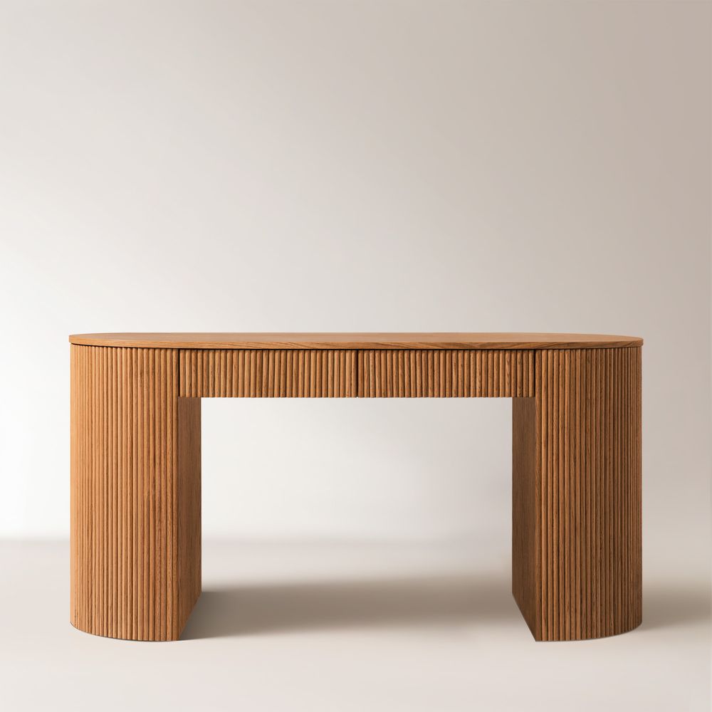 walnut office desk with storage