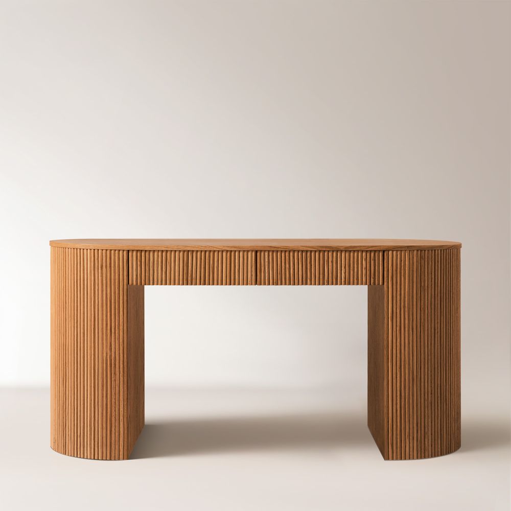 walnut office desk with storage