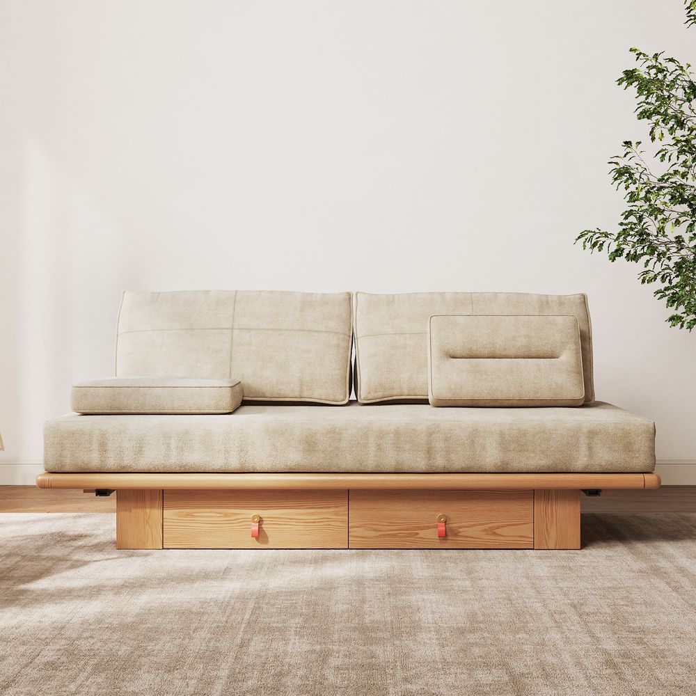 sofa bed with solid wood frame