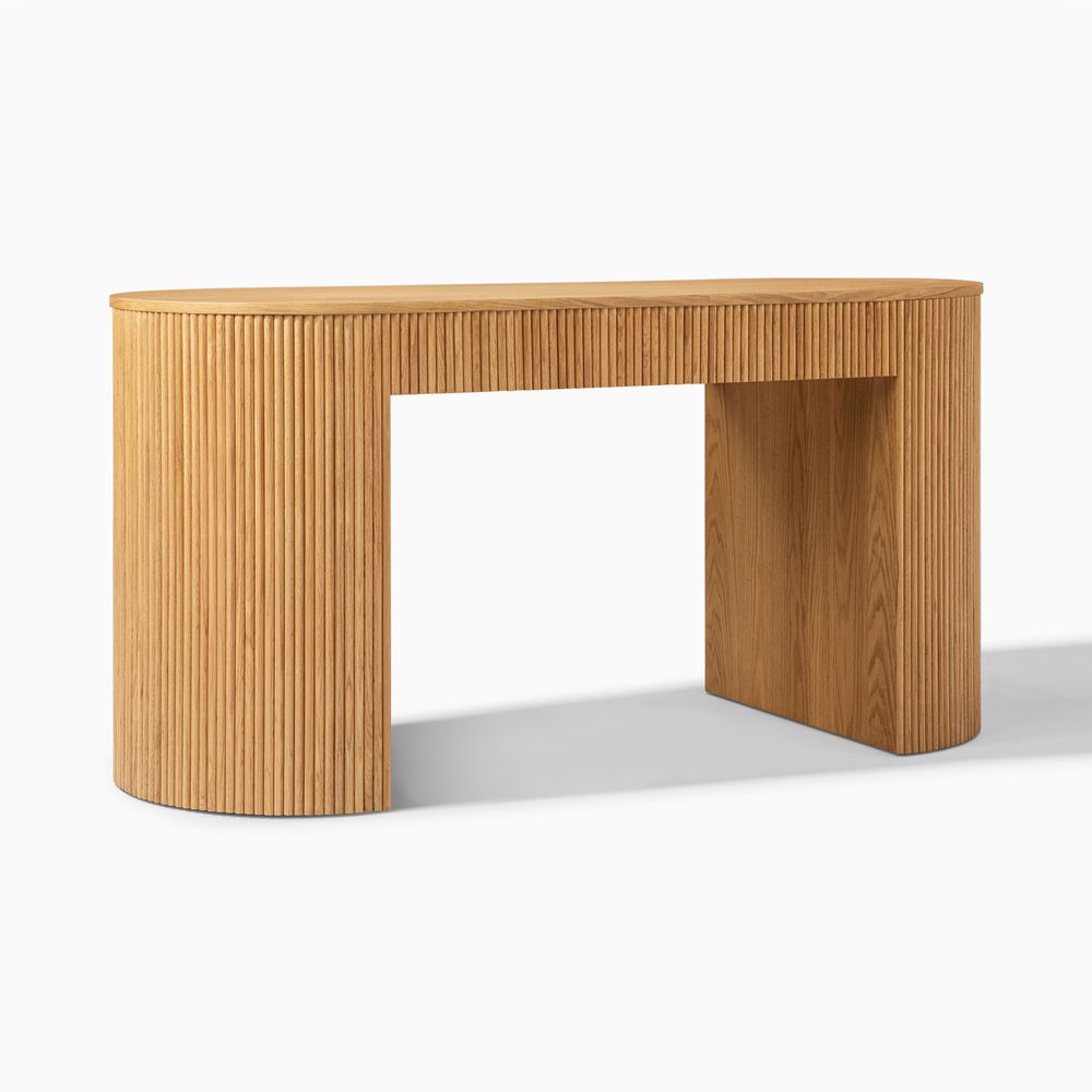 office desk with oak wood finish