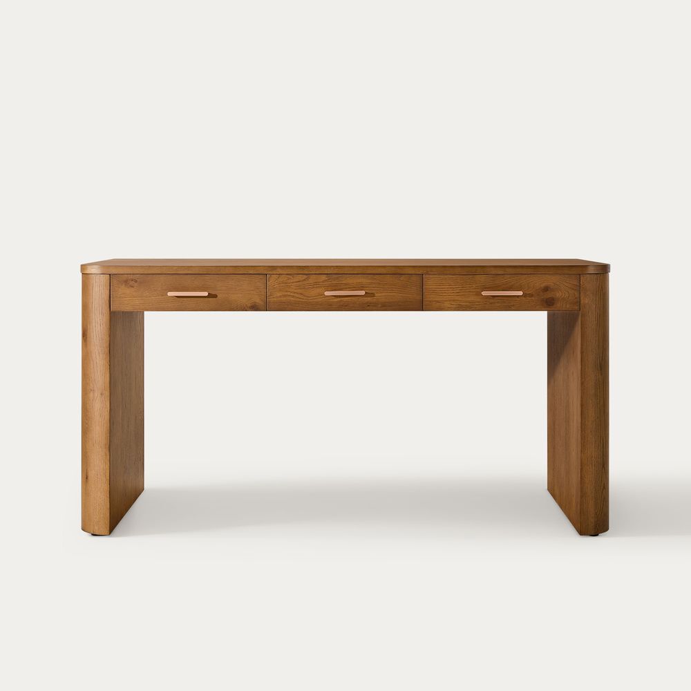 I shaped office desk with drawers