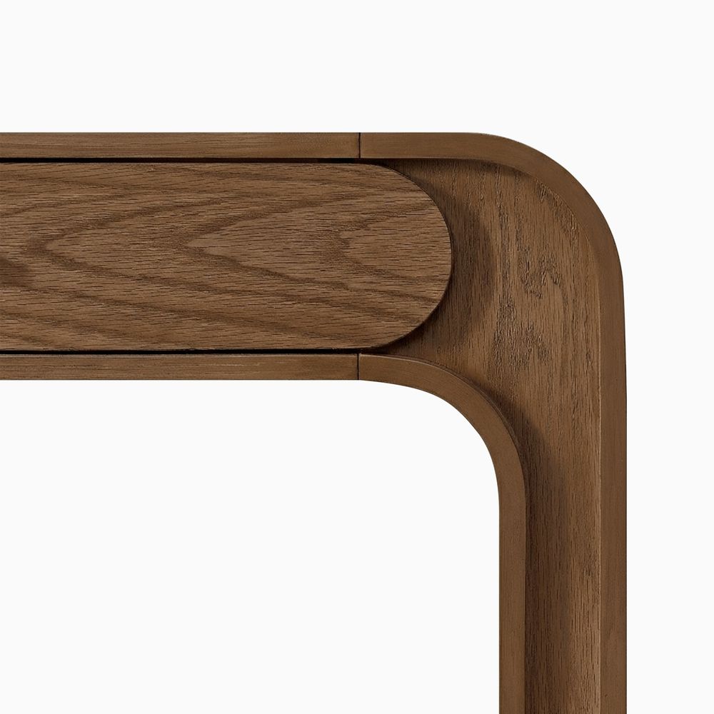 The rounded corners of the desk
