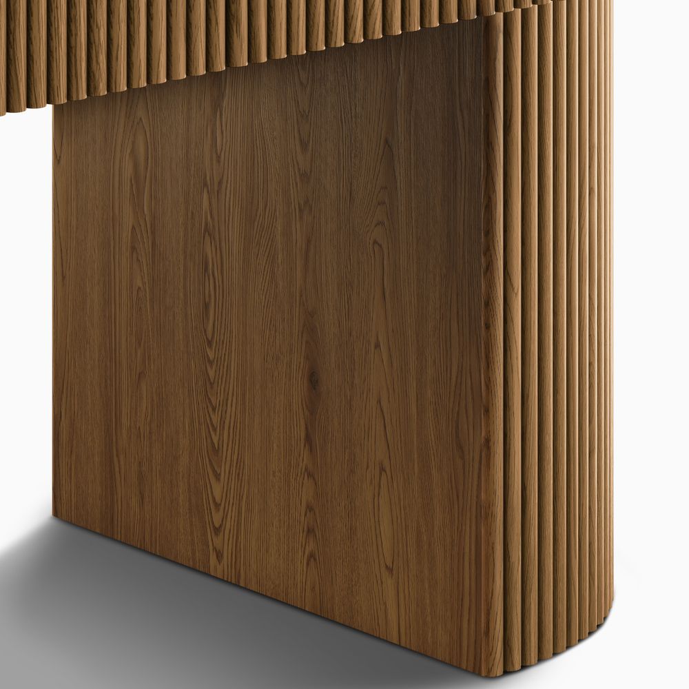 oval shape walnut office desk