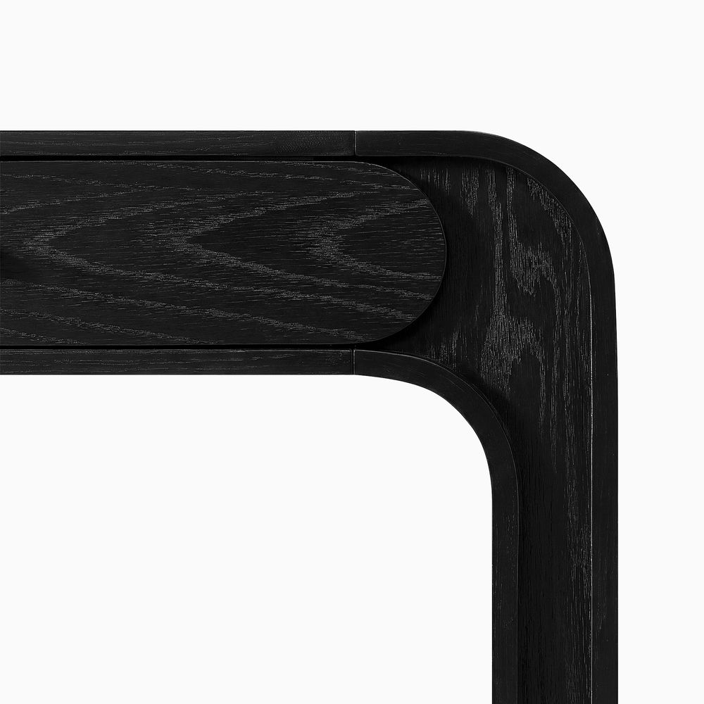 The rounded corners of the desk