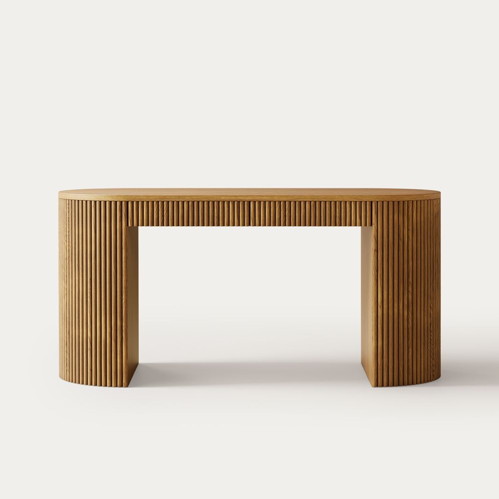 walnut office desk with storage