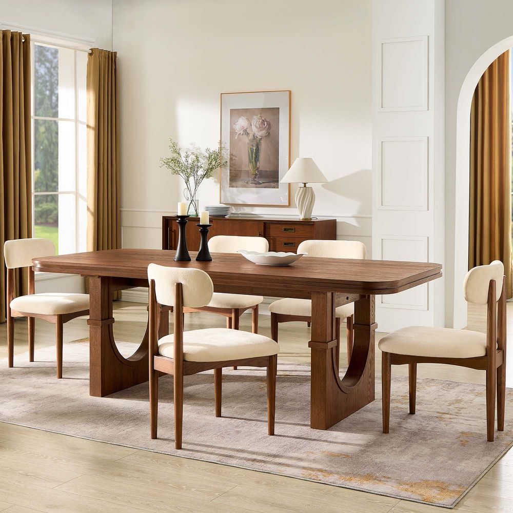 84 inch  Mid Century Rectangular Oak Wood Dining Table