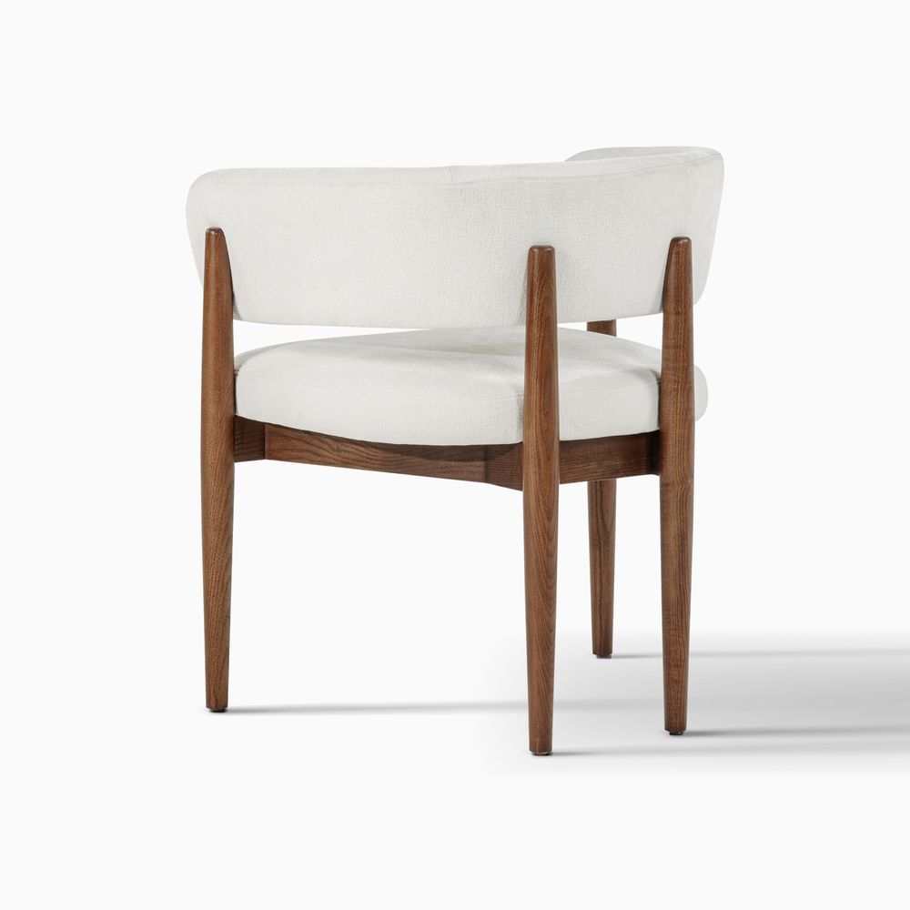 brown dining chairs set with white chenille upholstered